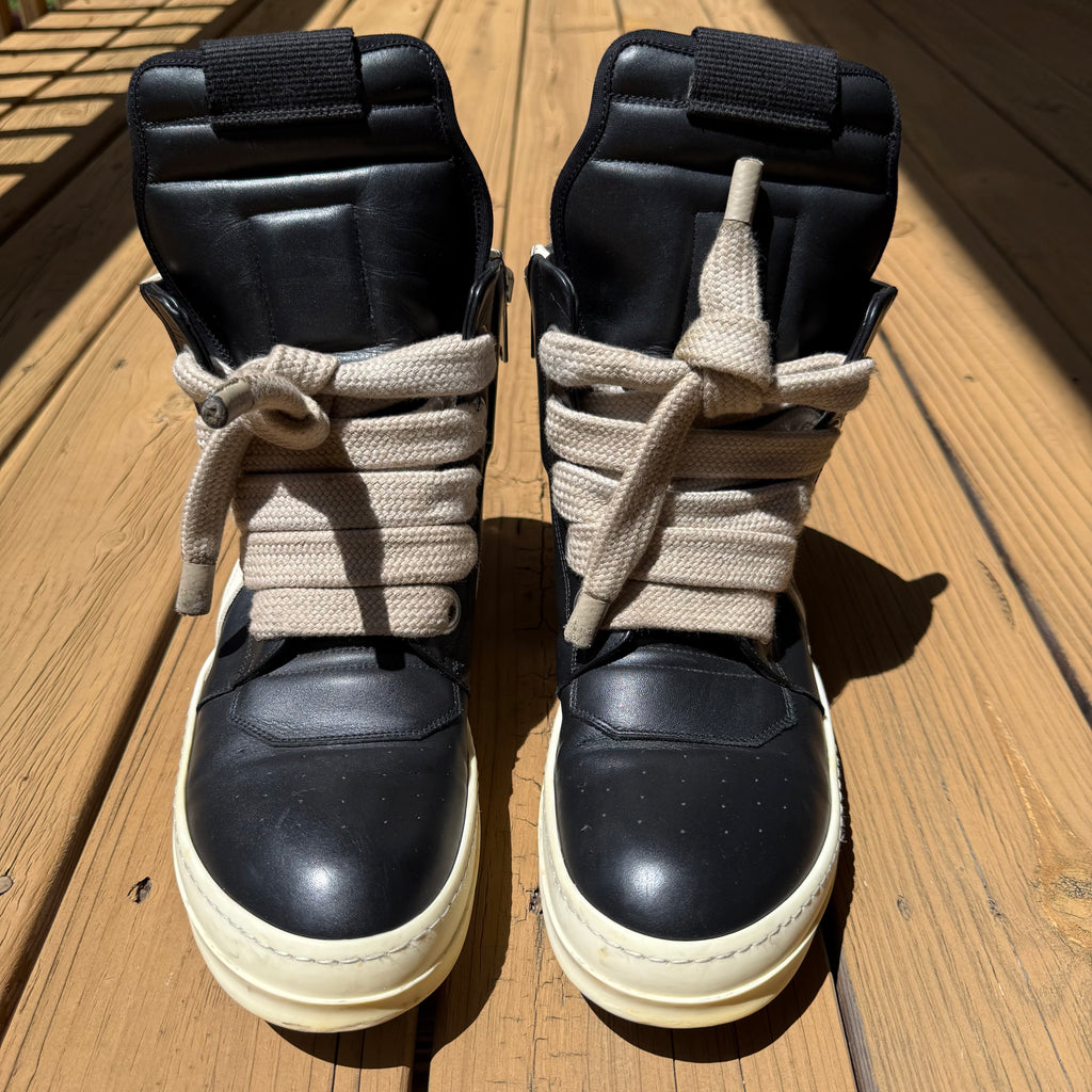 Rick Owens Jumbo Lace Black/Milk Geobasket Size 9