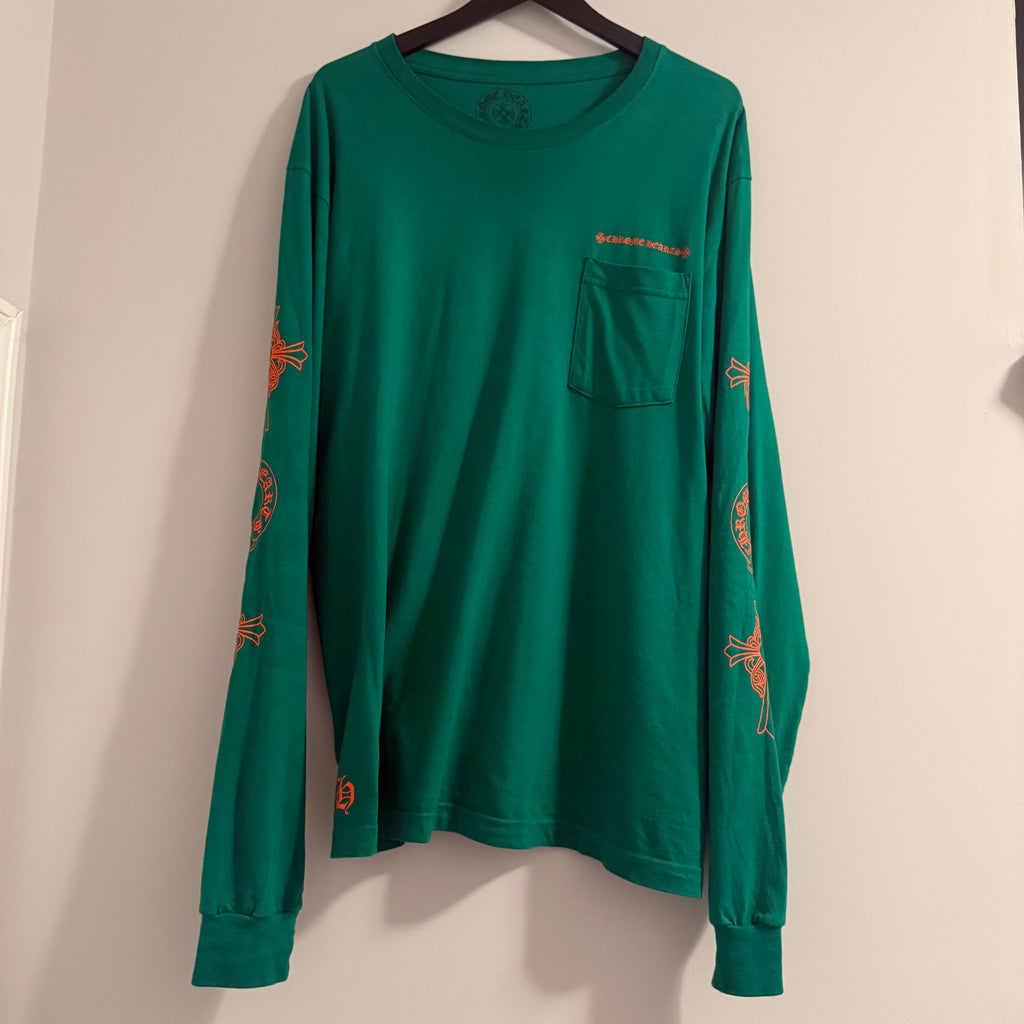Chrome Hearts Horseshoe Cross Logo Long-Sleeve Green/Orange