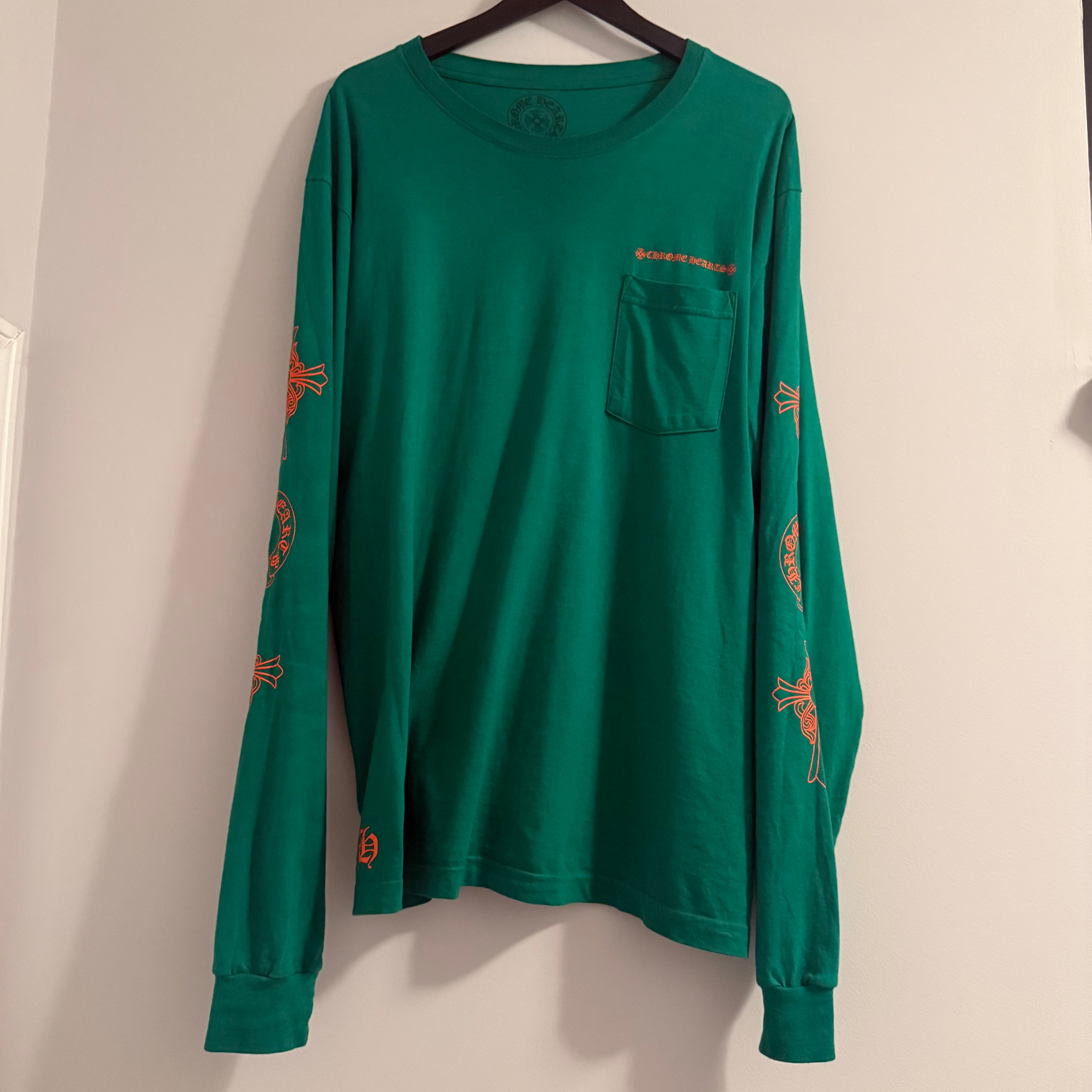 Chrome Hearts Horseshoe Cross Logo Long-Sleeve Green/Orange