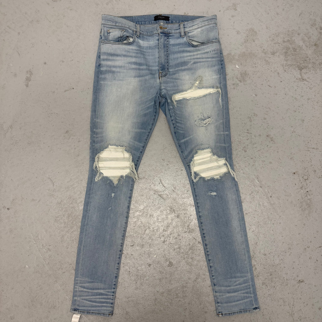 Amiri MX1 White Patch Blue Denim Sz 38