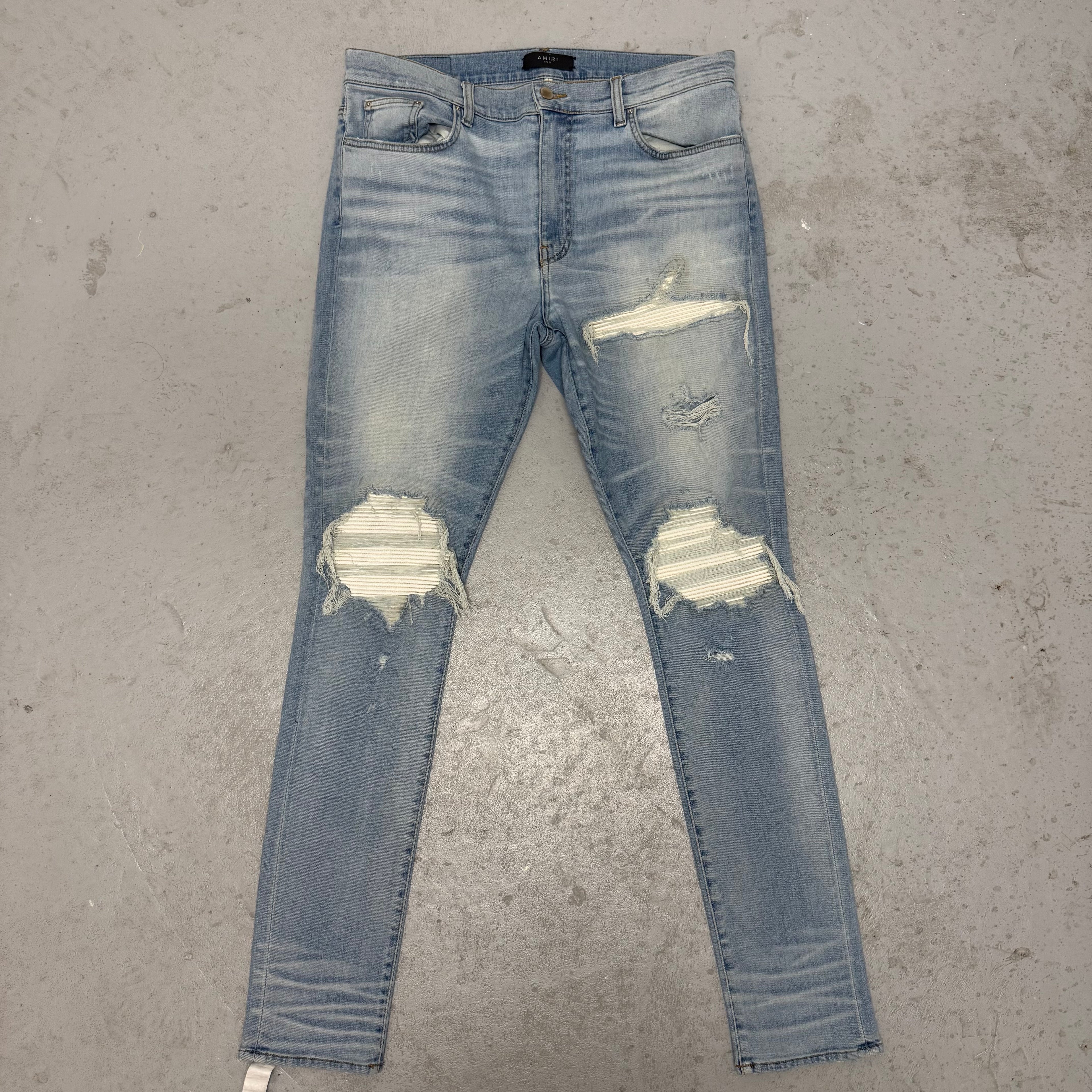Amiri MX1 White Patch Blue Denim Sz 38