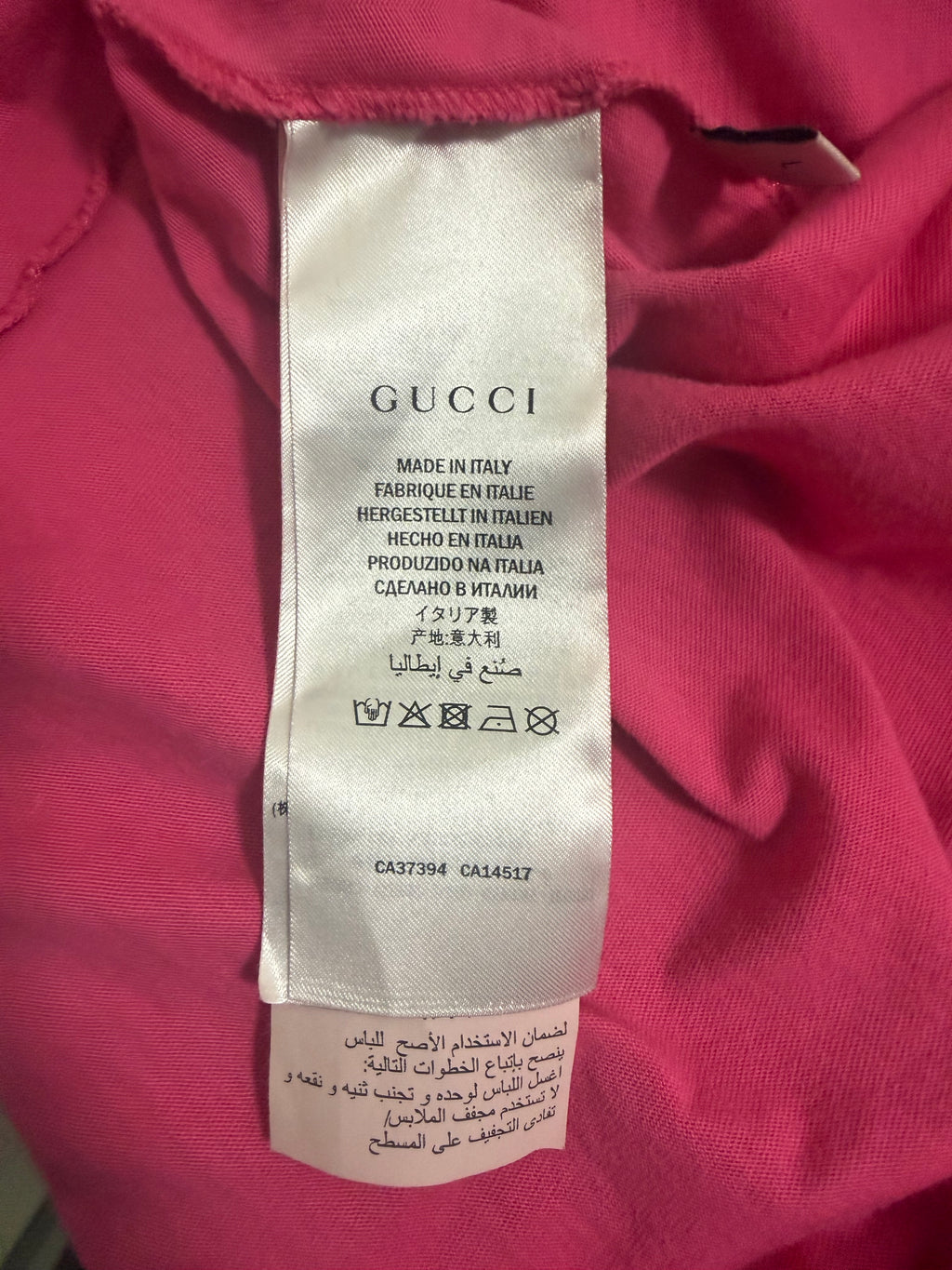 Gucci Manifesto Pink T-Shirt Sz Large