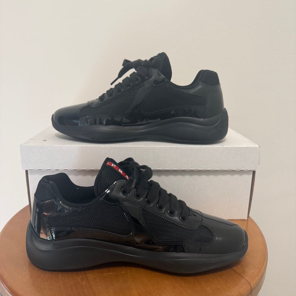 Prada America Cup Black Patent Sneaker Sz 5