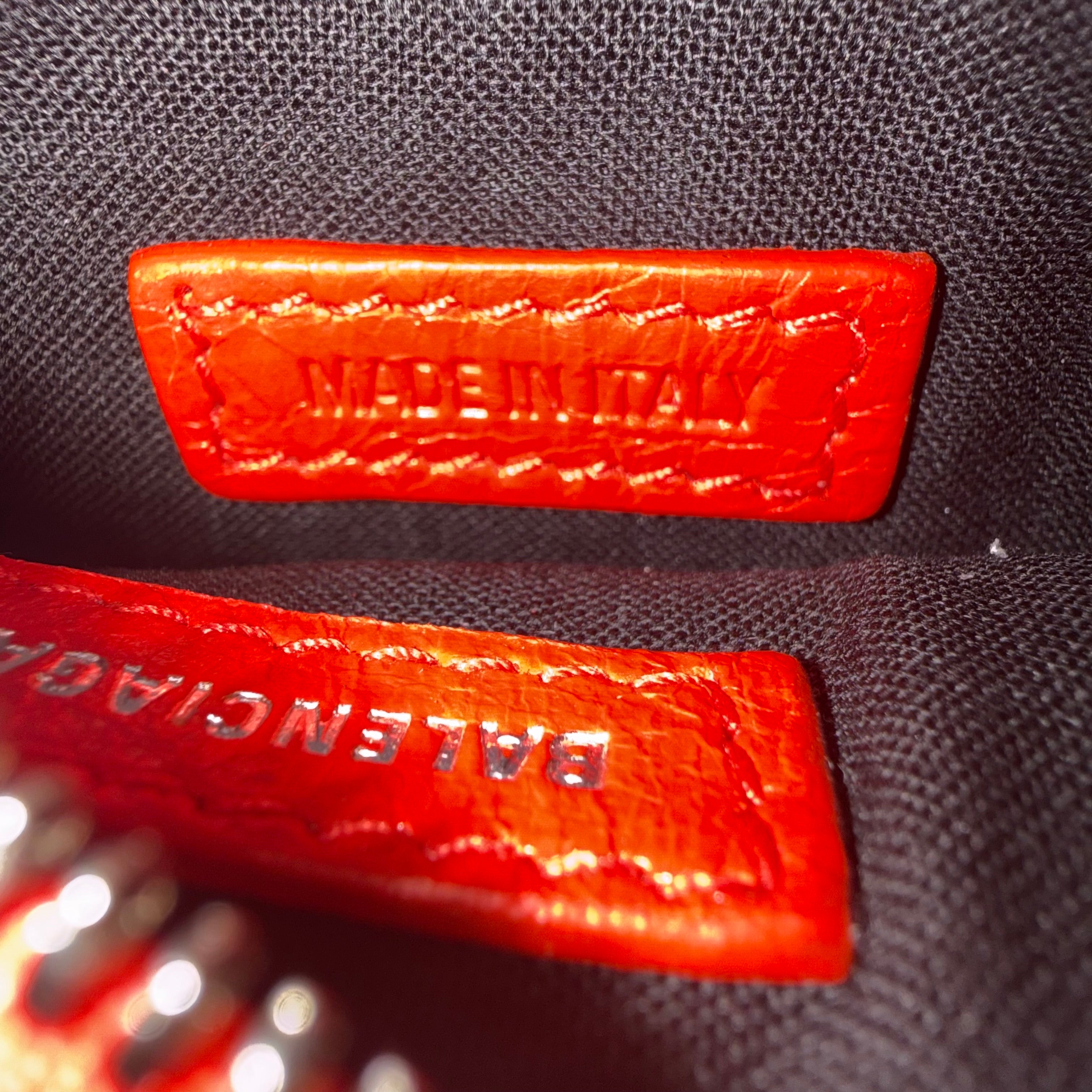 Balenciaga Le Cagole Giant Studs Shoulder Leather Bag Red