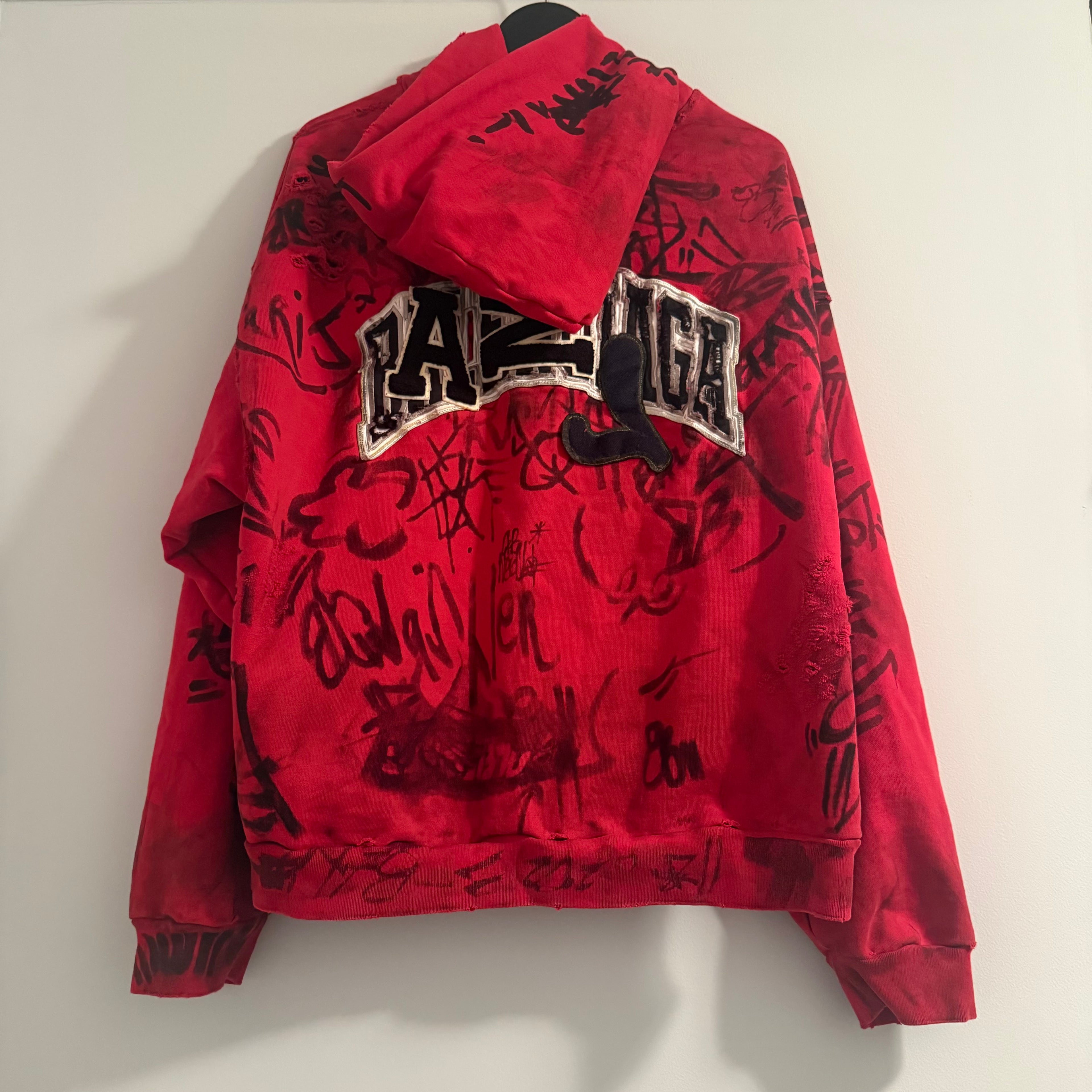 Balenciaga Red Graffiti Skater Hoodie Size M