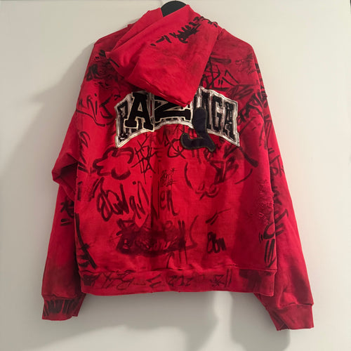 Balenciaga Red Graffiti Skater Hoodie Size M