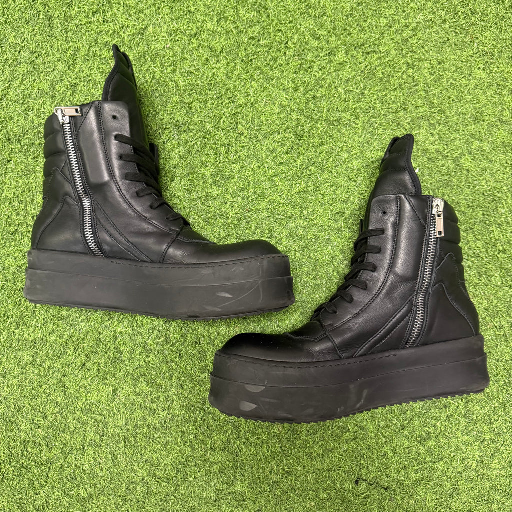 Rick Owens Triple Black Mega Bumper Geobasket Size 9