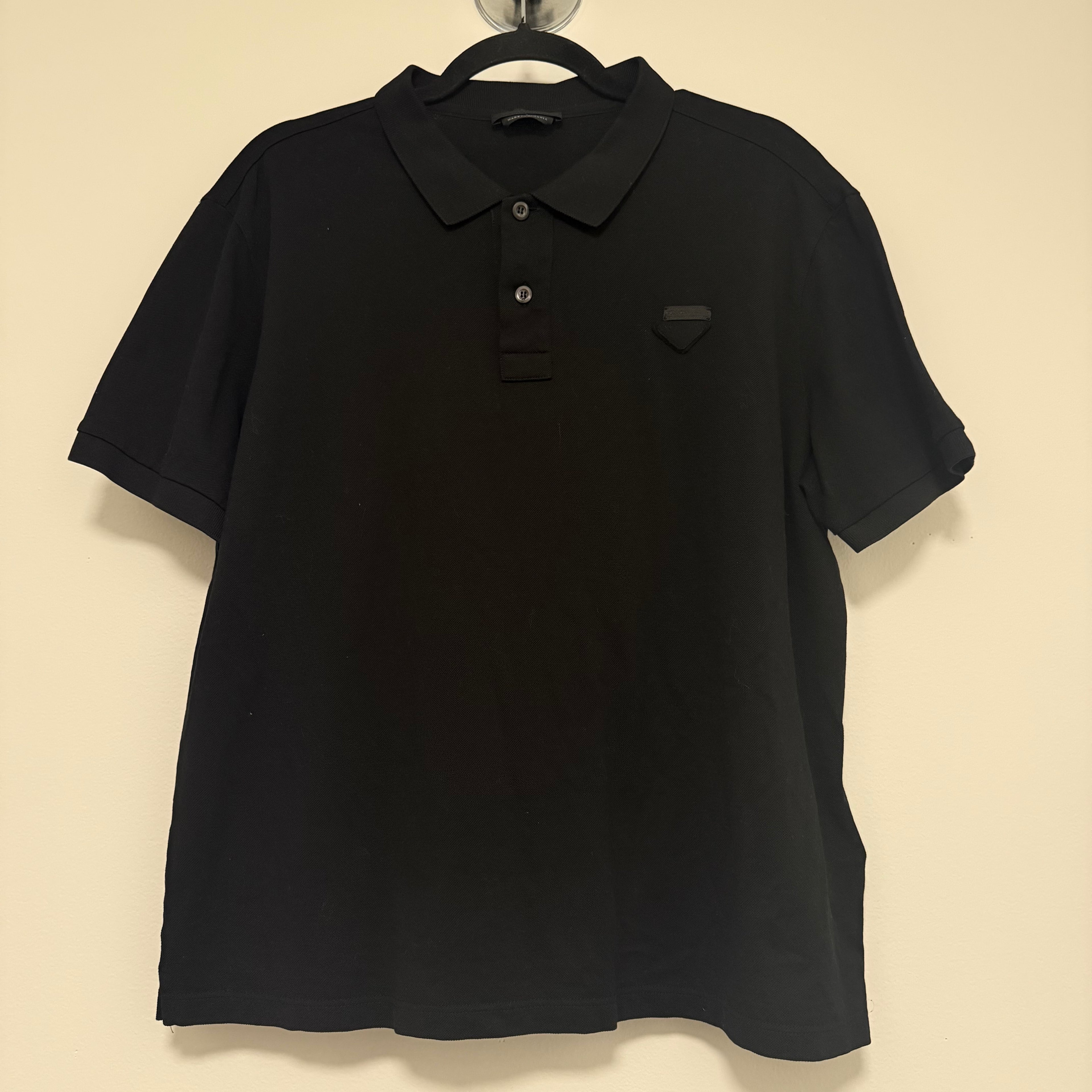 Prada Pique Polo Shirt Black Sz XL
