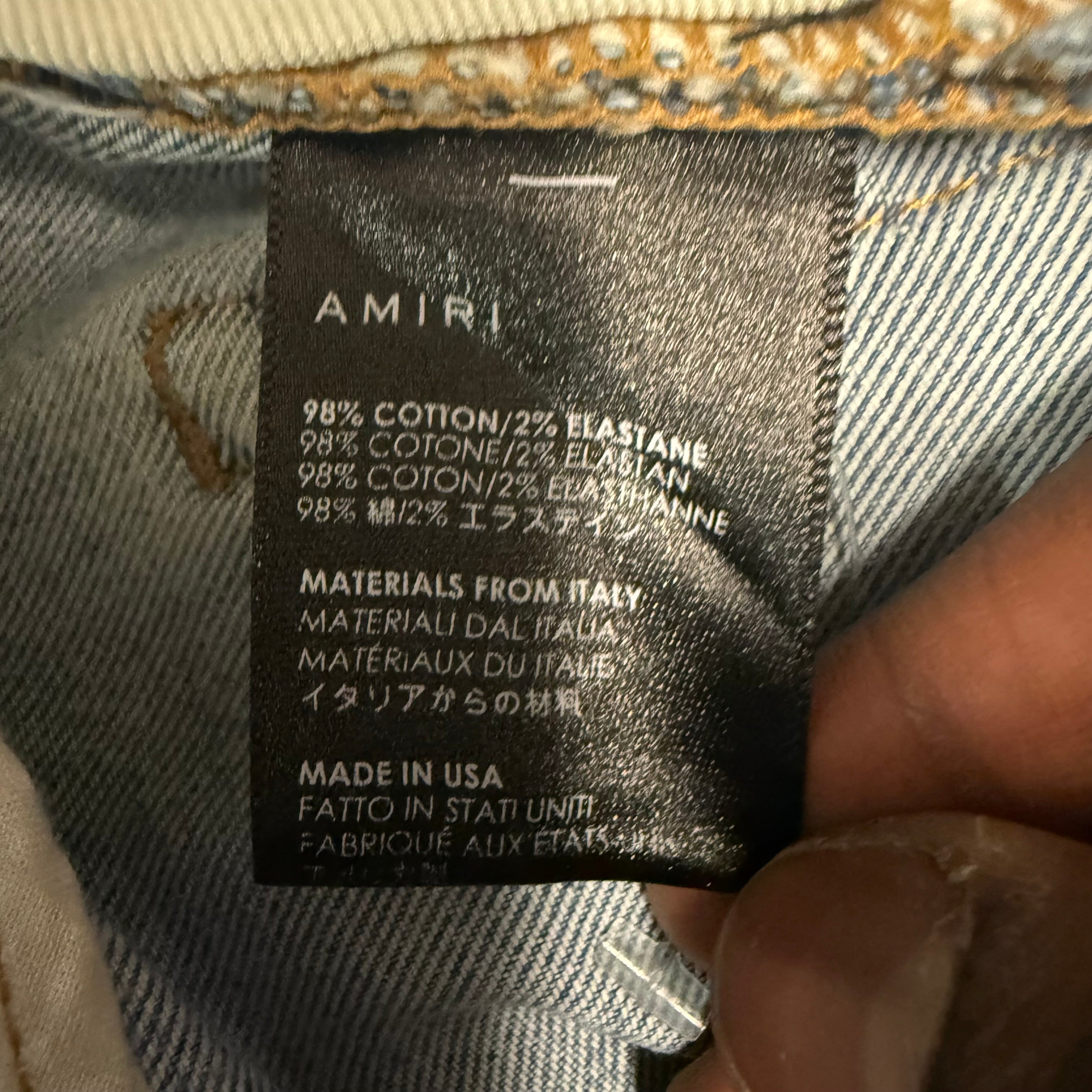Amiri MX1 White Patch Blue Denim Sz 38