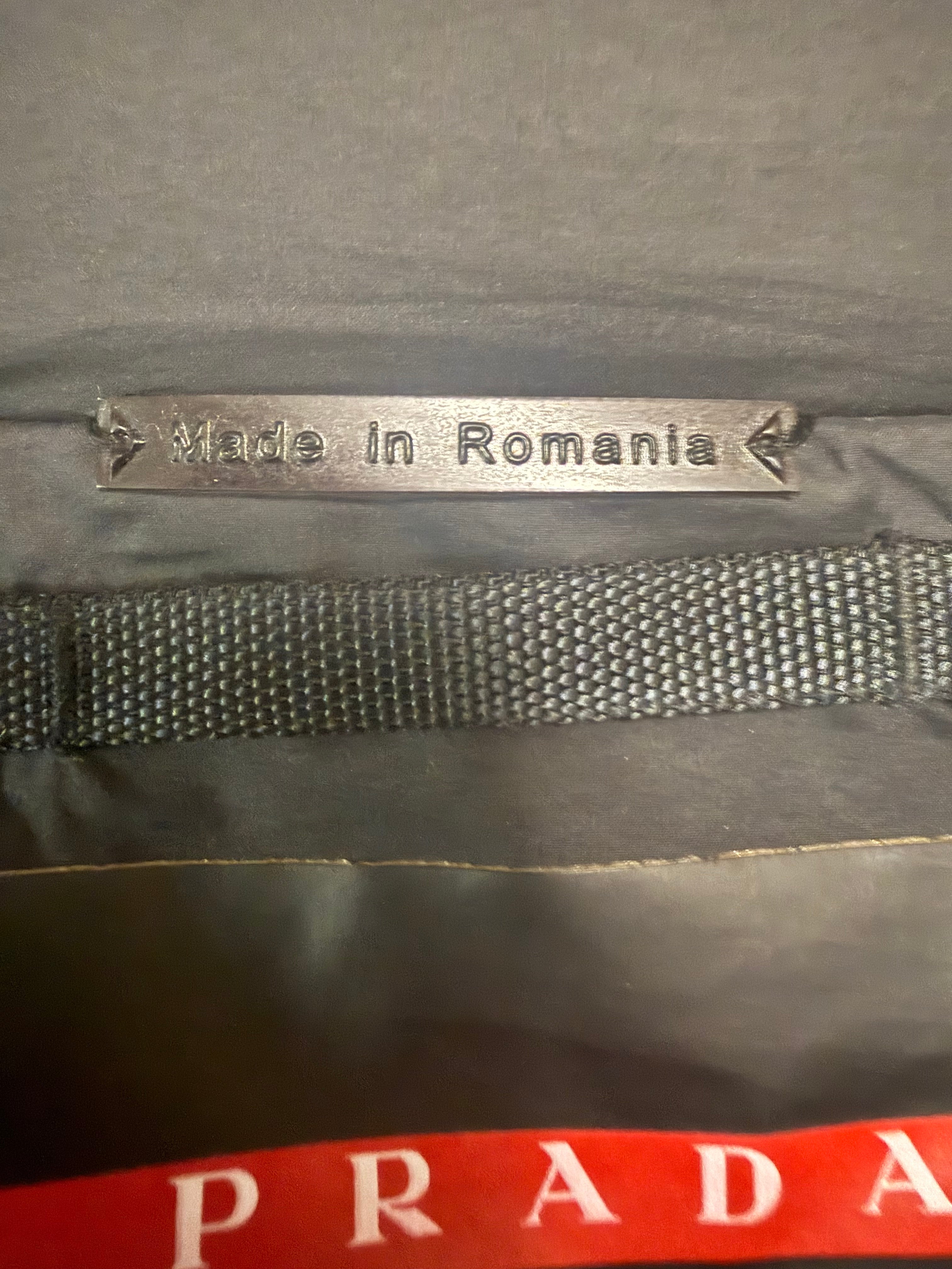 Prada Sport Linea Rossa Logo patch Down jacket Nylon Black Red Sz Large