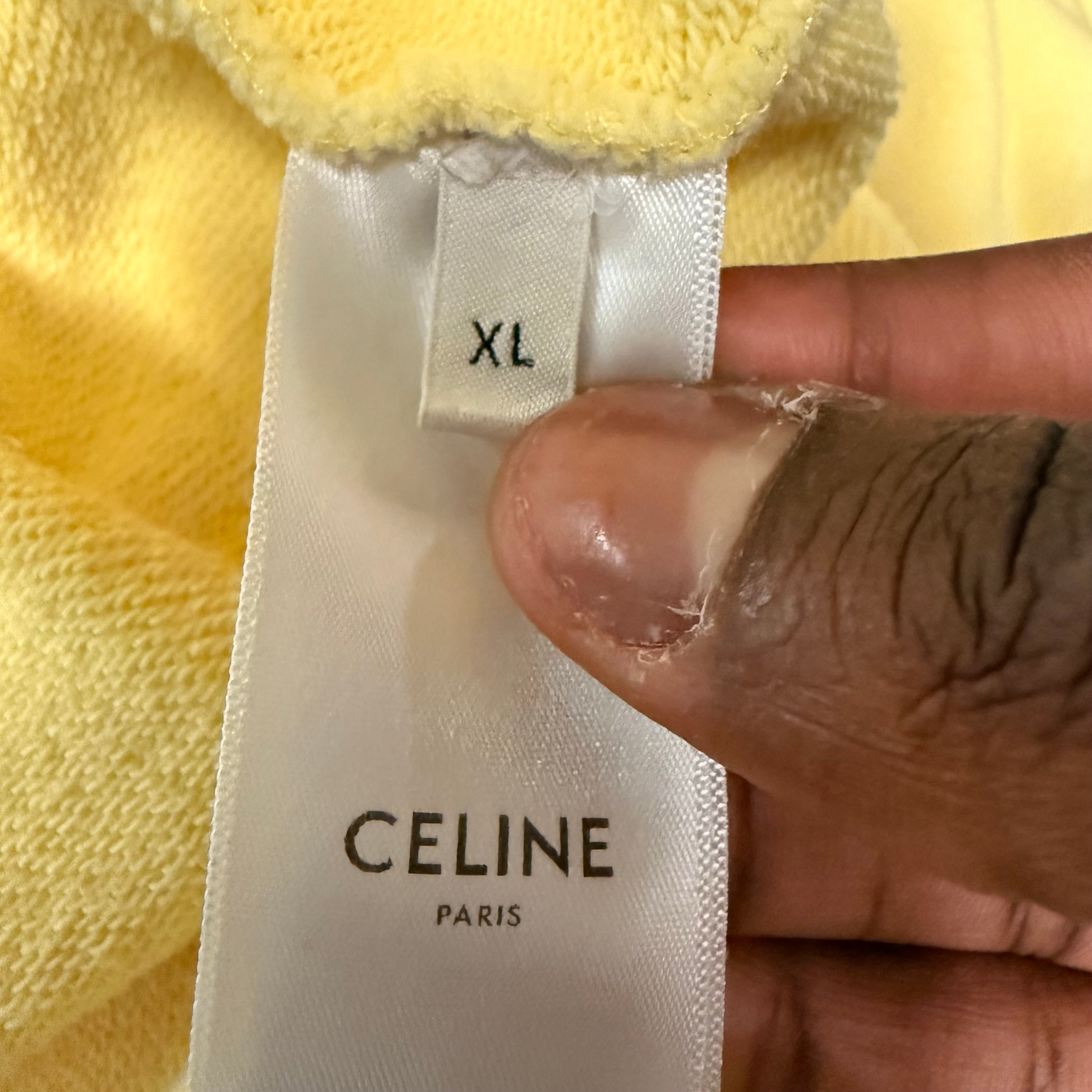 Celine Yellow Cotton Logo Hoodie Sz XL