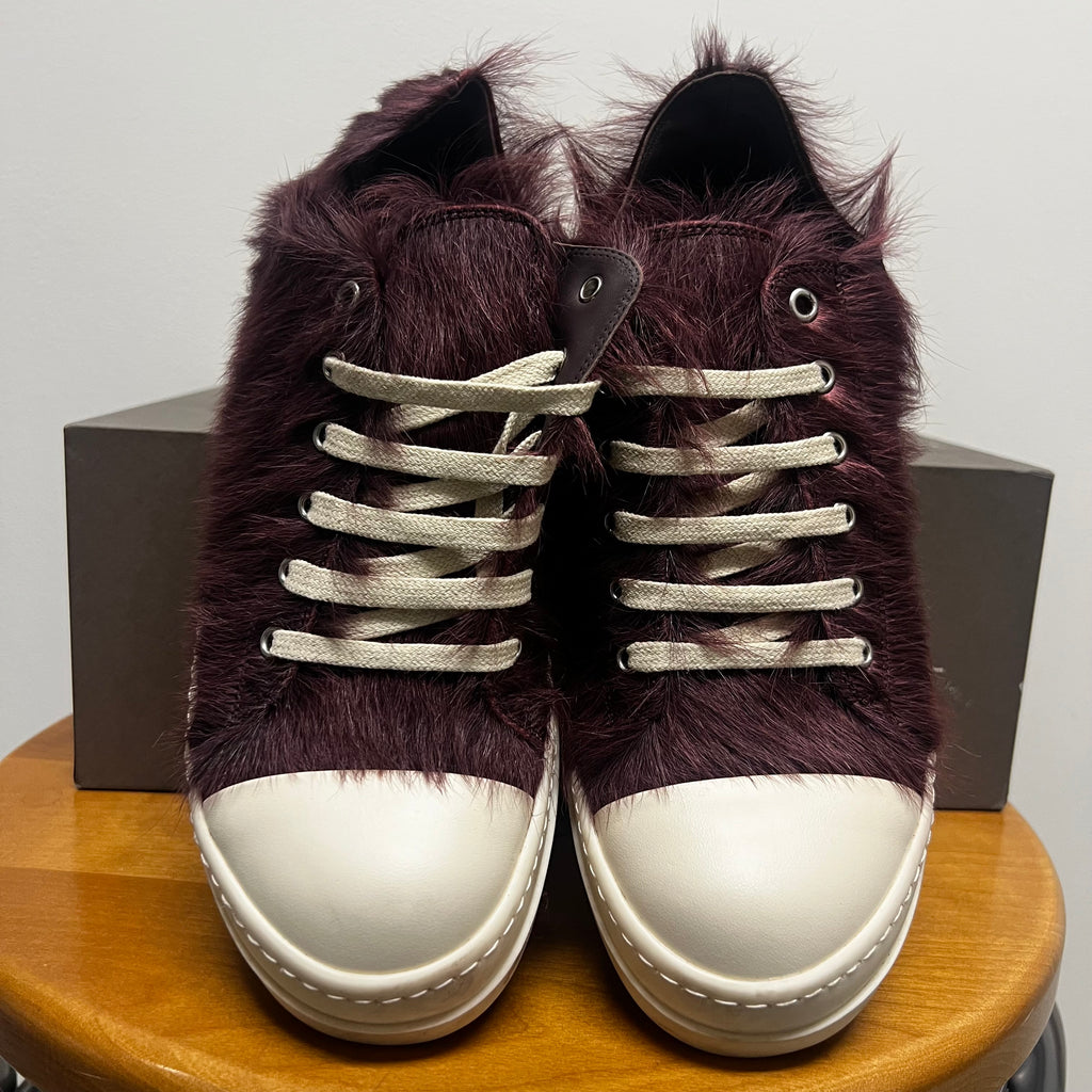 Rick Owens Pony Hair Low Ramones Amethyst/Milk Sz 7 (39.5 EU)