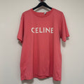 Celine Pink Short Sleeve Logo Shirt Sz Medium