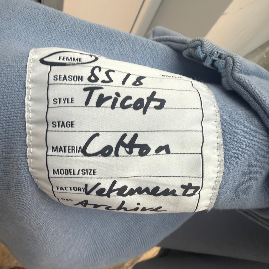 Vetements Blue Care Tag Zip Hoodie Size Medium