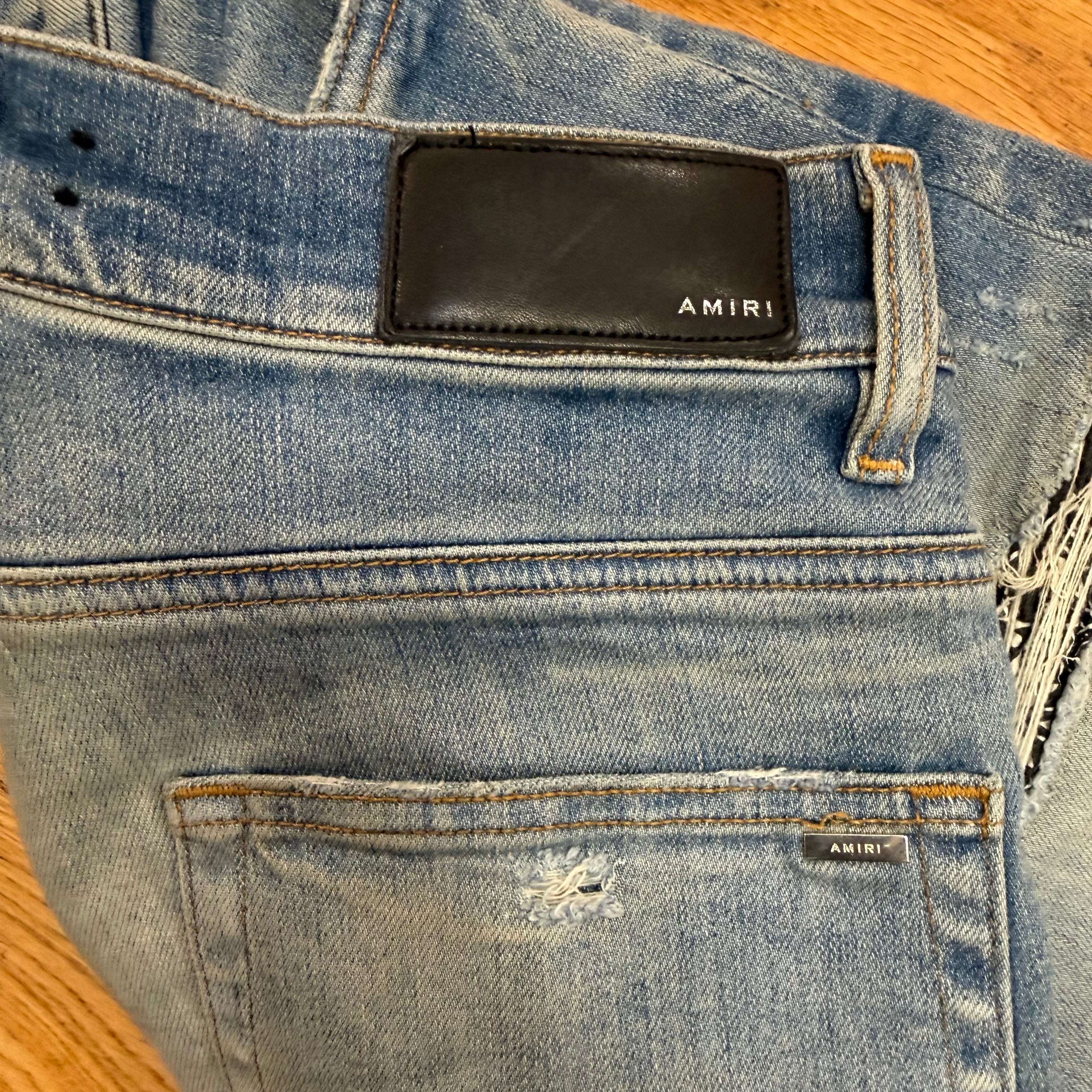 Amiri MX1 Blue Denim Black Paisley Patch Size 28