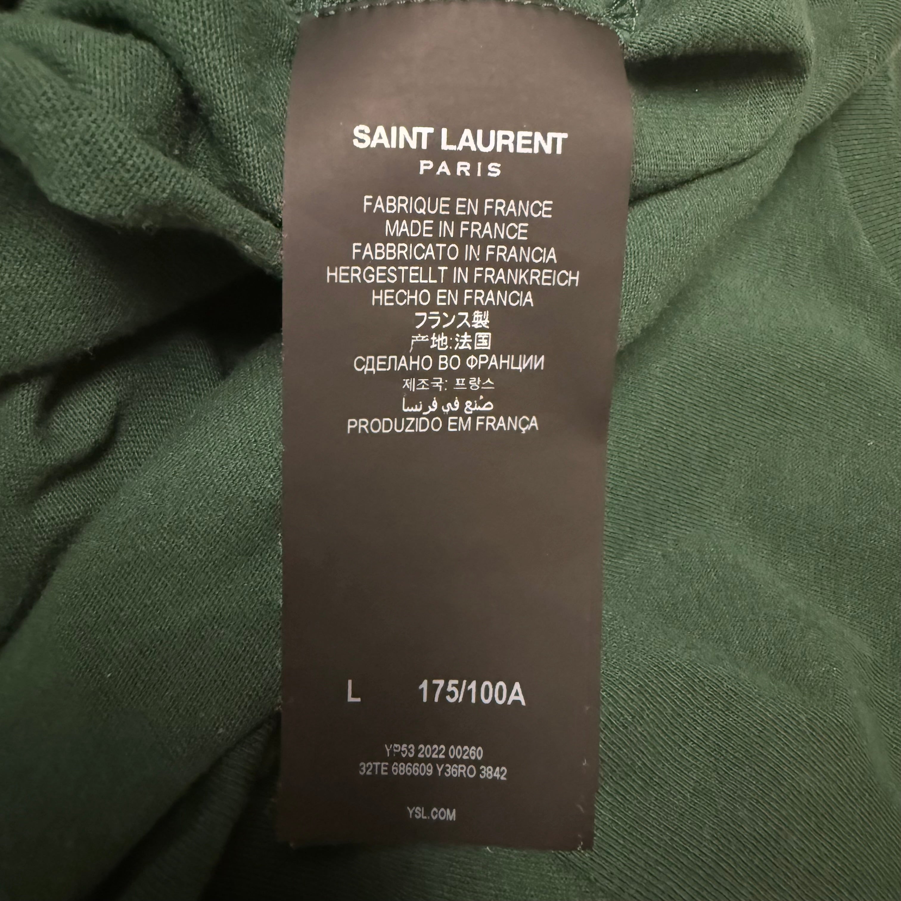 Saint Laurent Green University Crest T-Shirt Sz Large