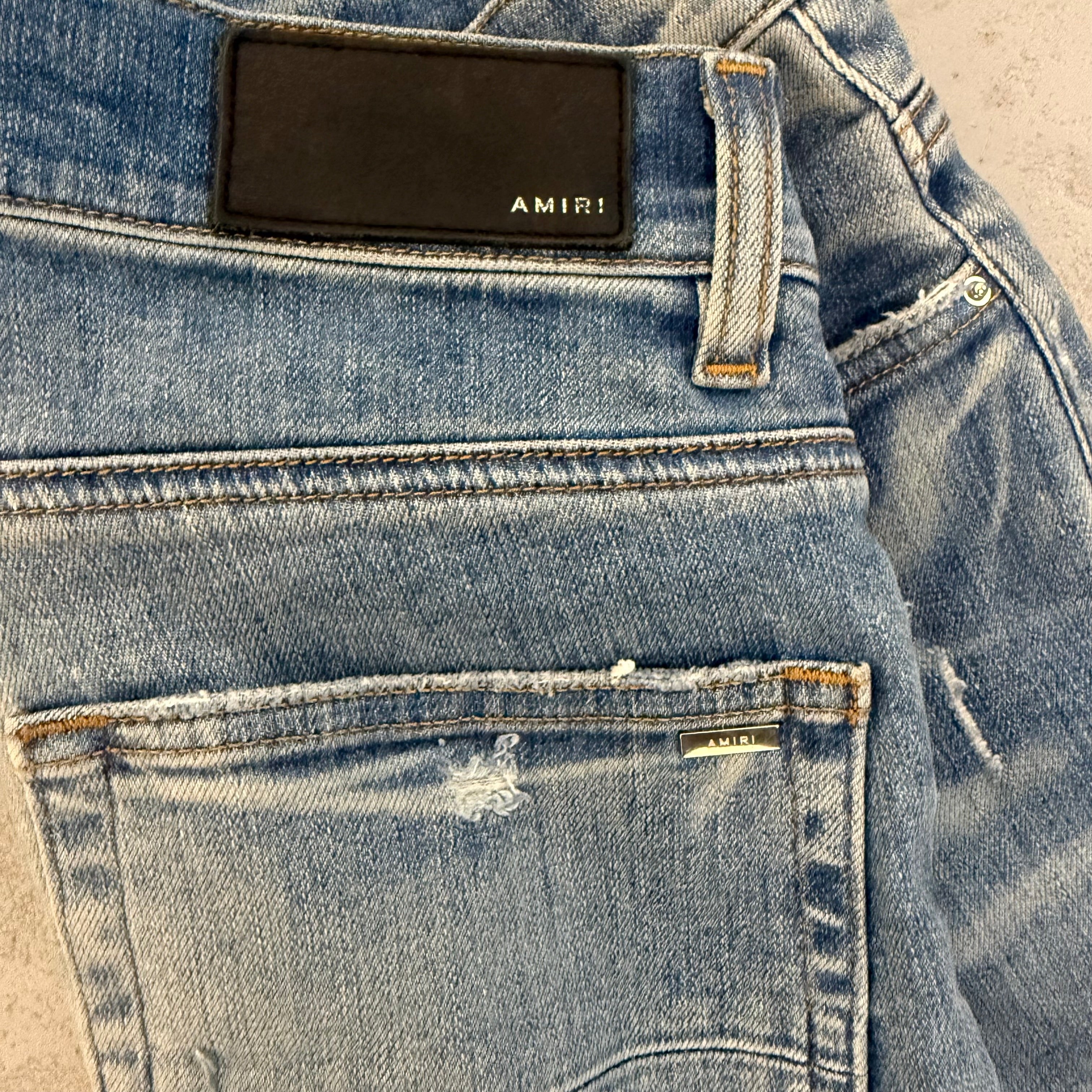 Amiri MX1 Green Plaid Clay Indigo Denim Sz 31
