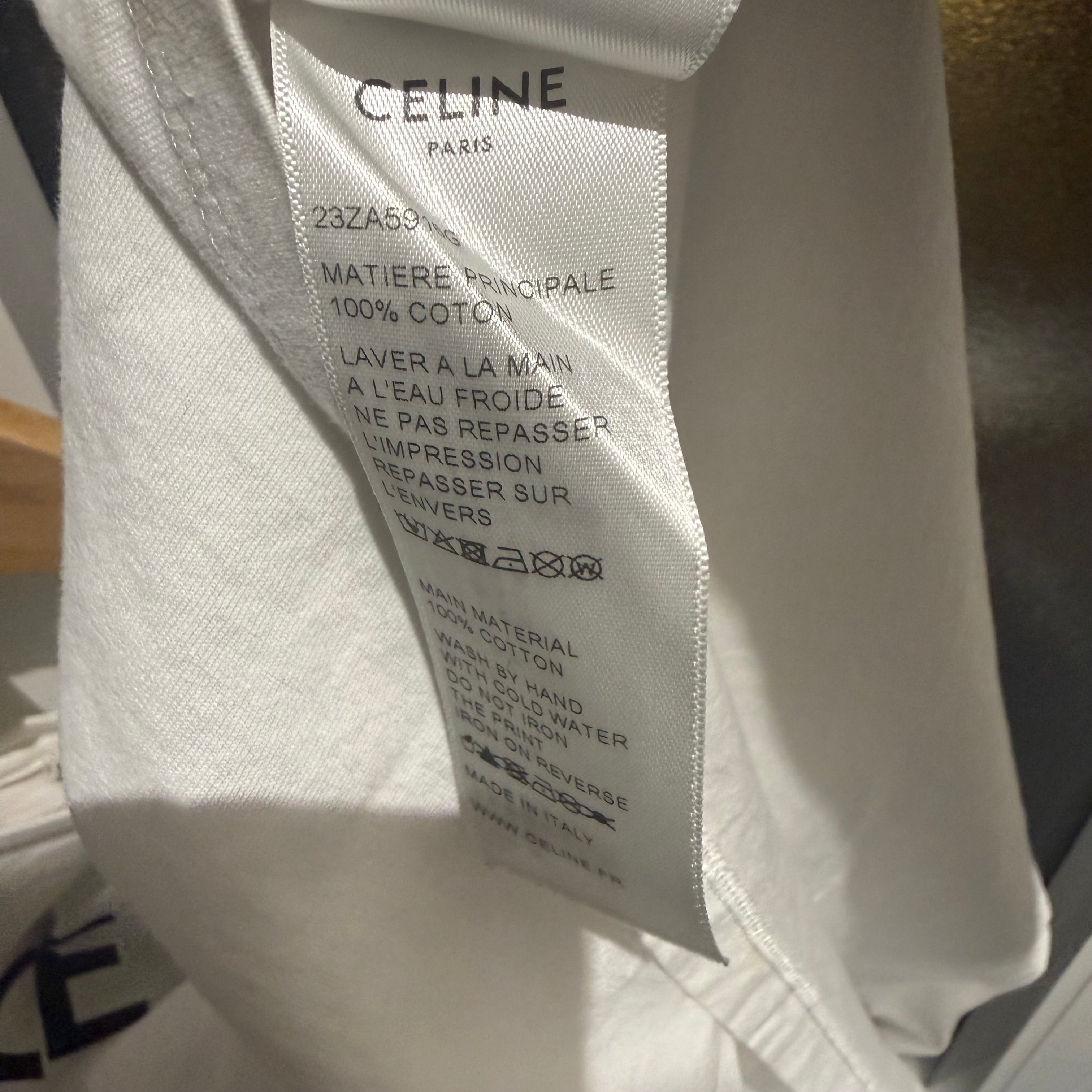 Celine White T-Shirt Size Large