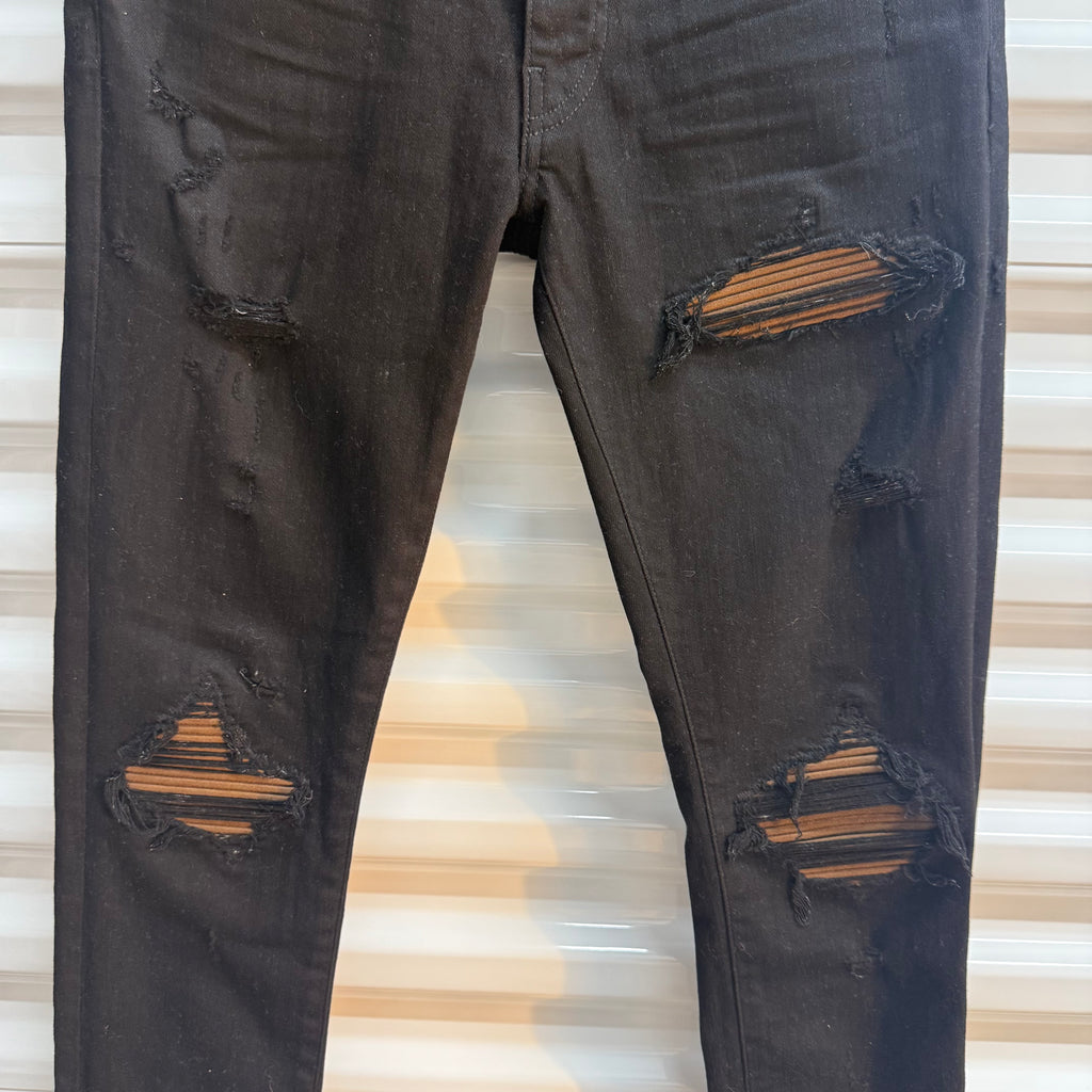 Amiri MX1 Brown Patch Black Denim Size 30