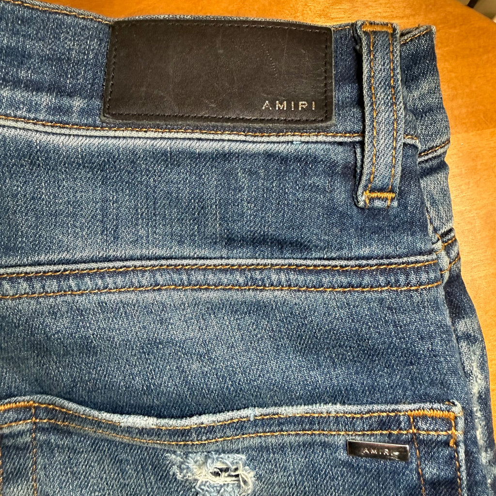Amiri MX1 Blue Plaid Blue Denim Jeans Size 29