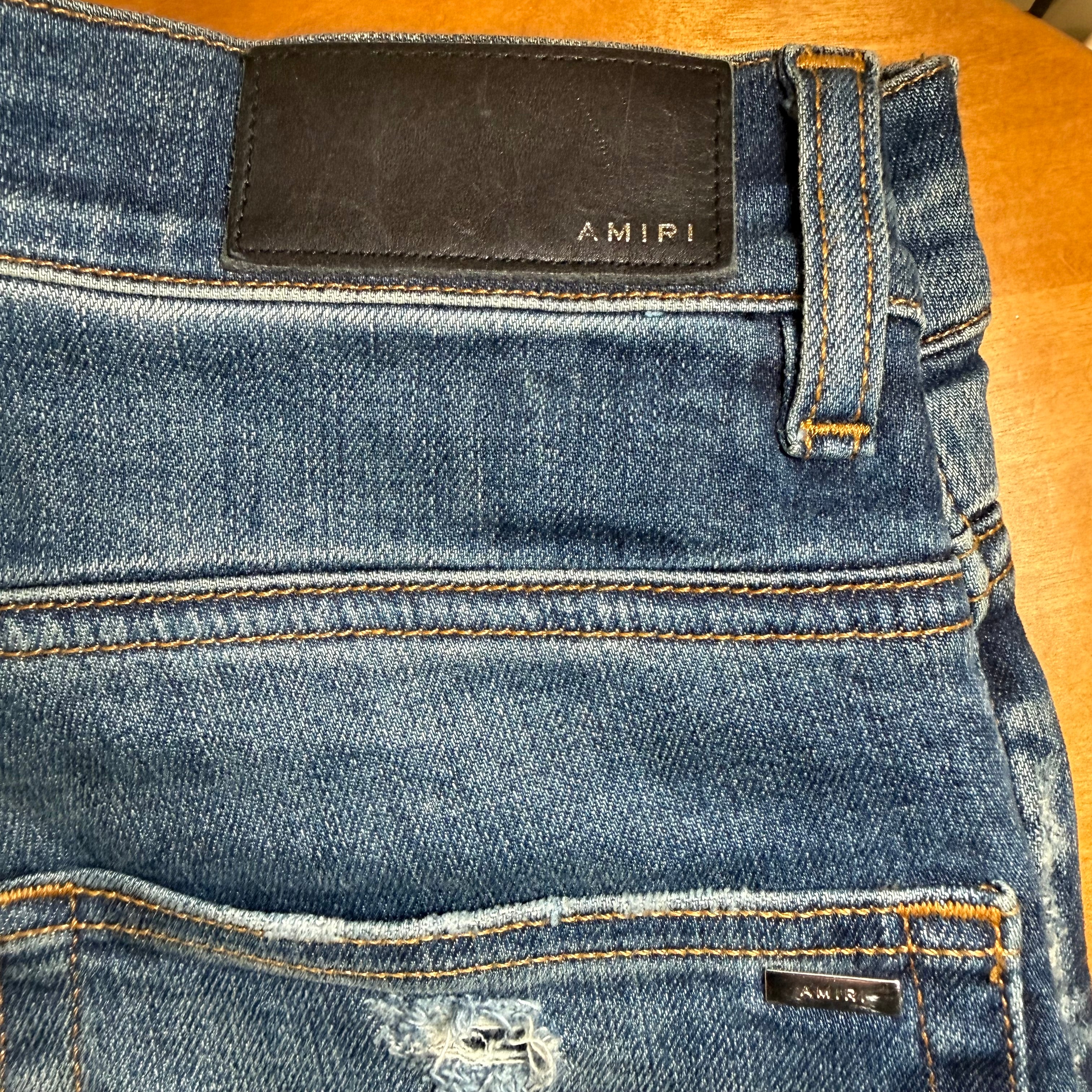 Amiri MX1 Blue Plaid Blue Denim Jeans Size 29