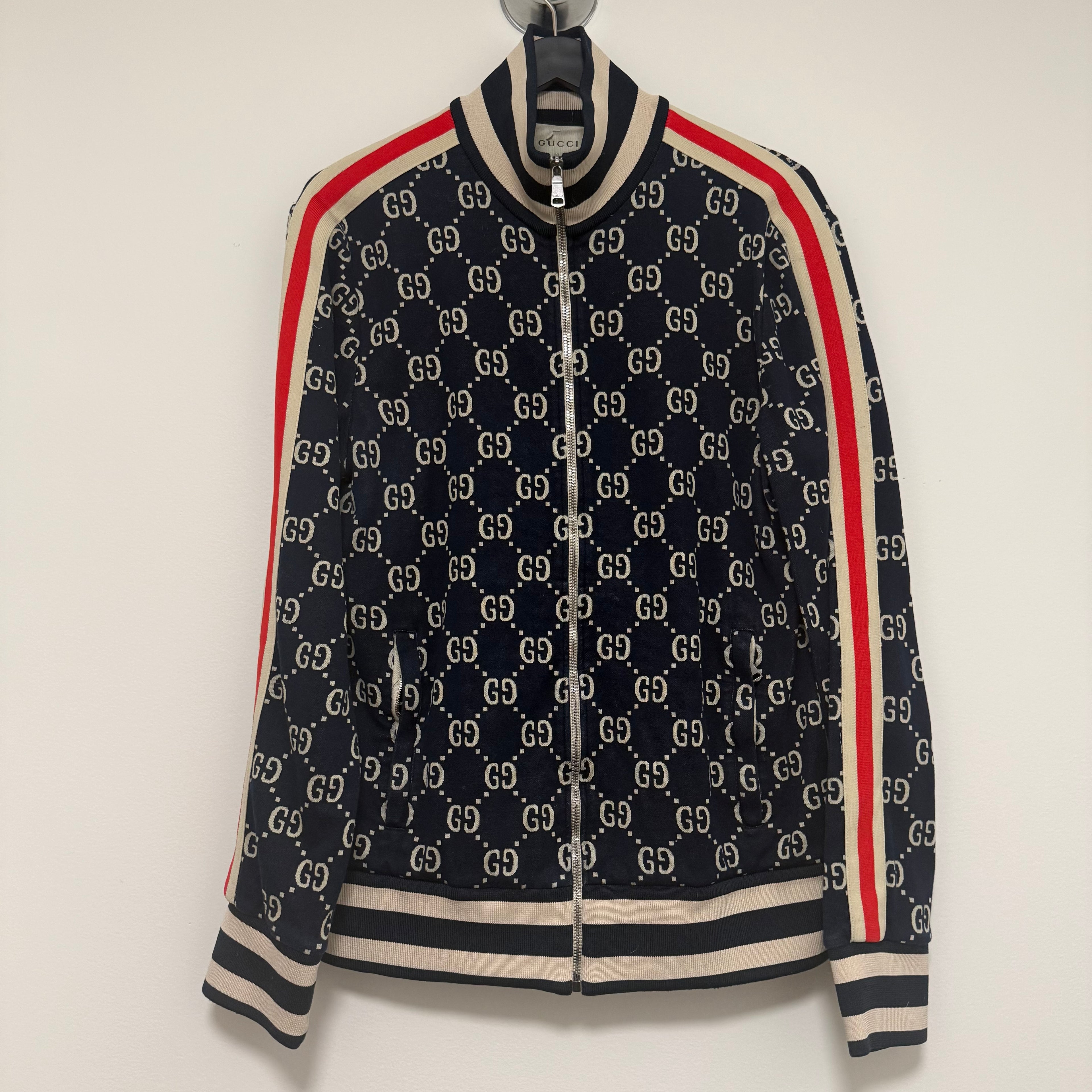 Gucci Monogram Taped Sleeve Track Jacket Sz XL