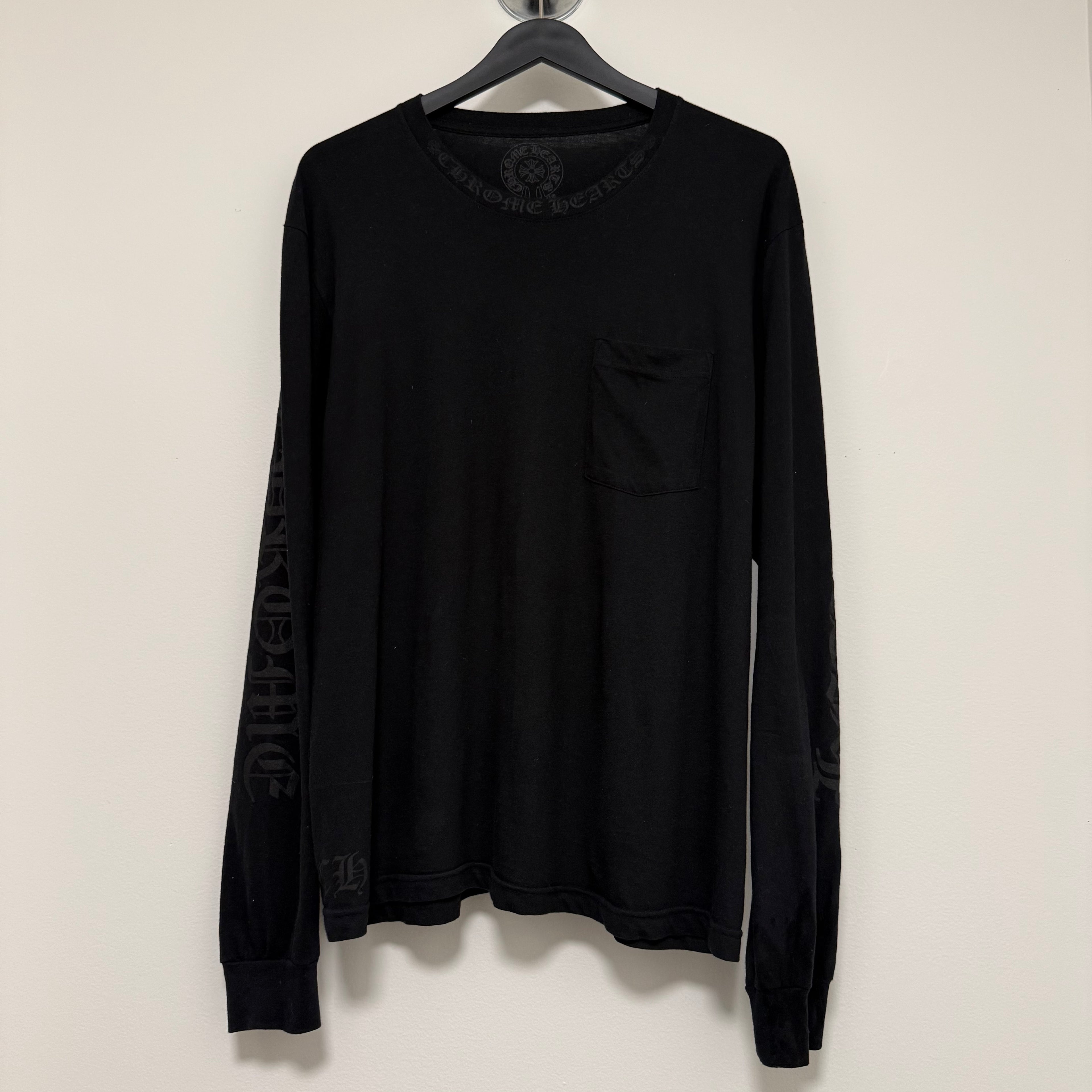 Chrome Hearts Black Neck Logo Longsleeve T-Shirt Sz Large