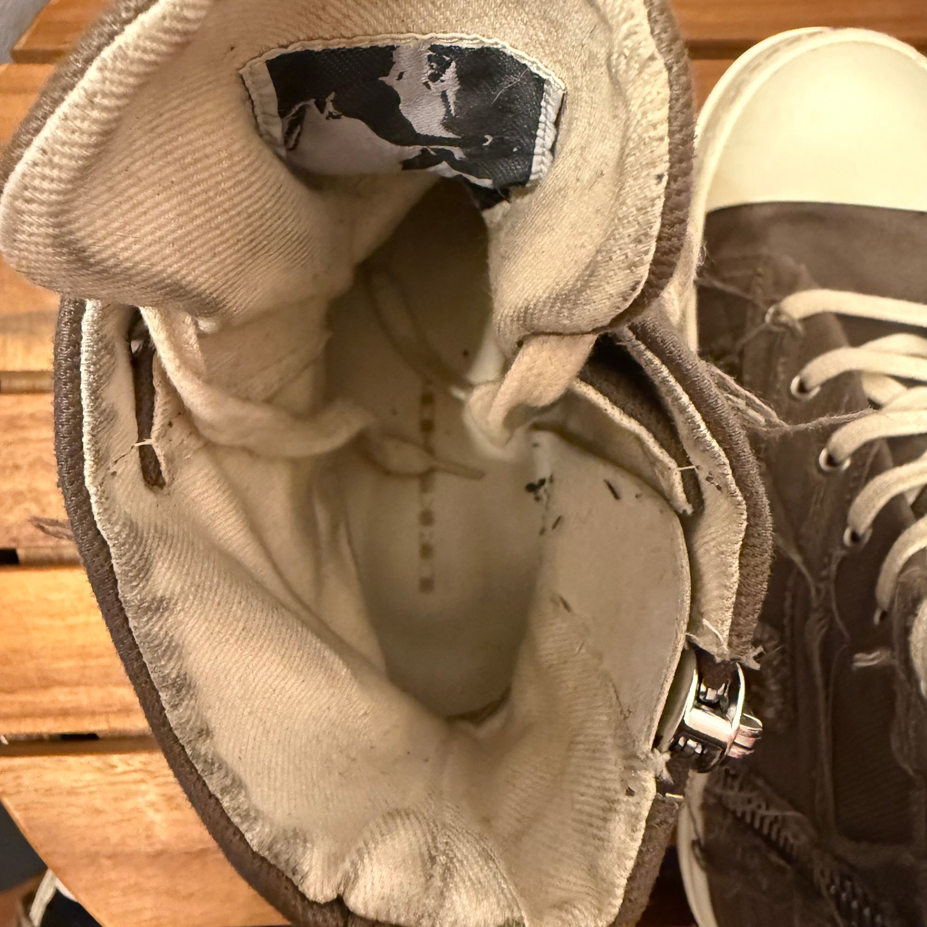 Rick Owens Brown Slashed Denim Sneaker Size 8