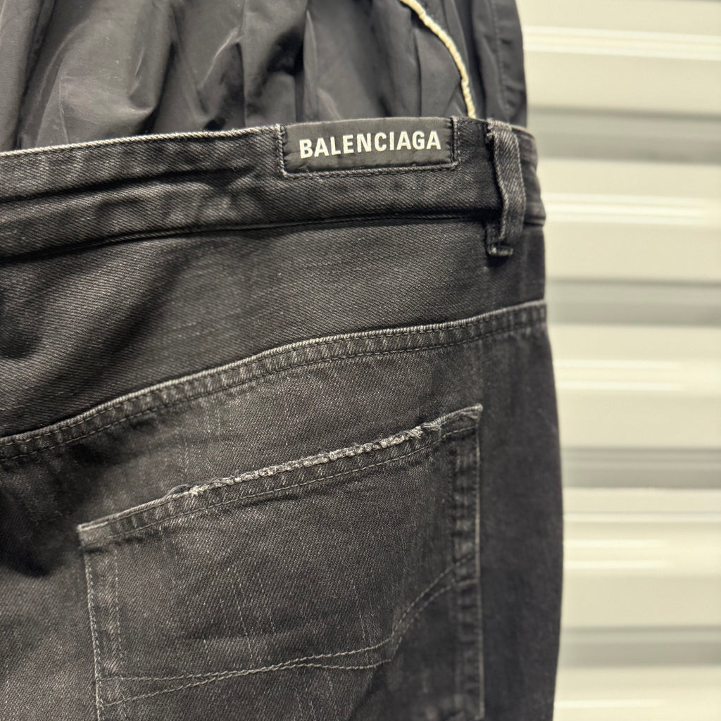 Balenciaga Double Waist Black Denim Size XL