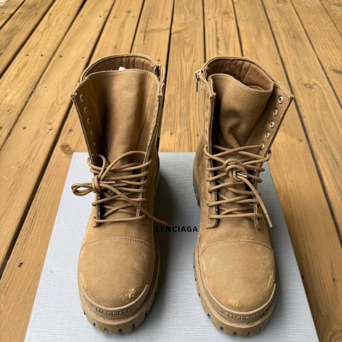 Balenciaga Tan Strike Boots Size 9