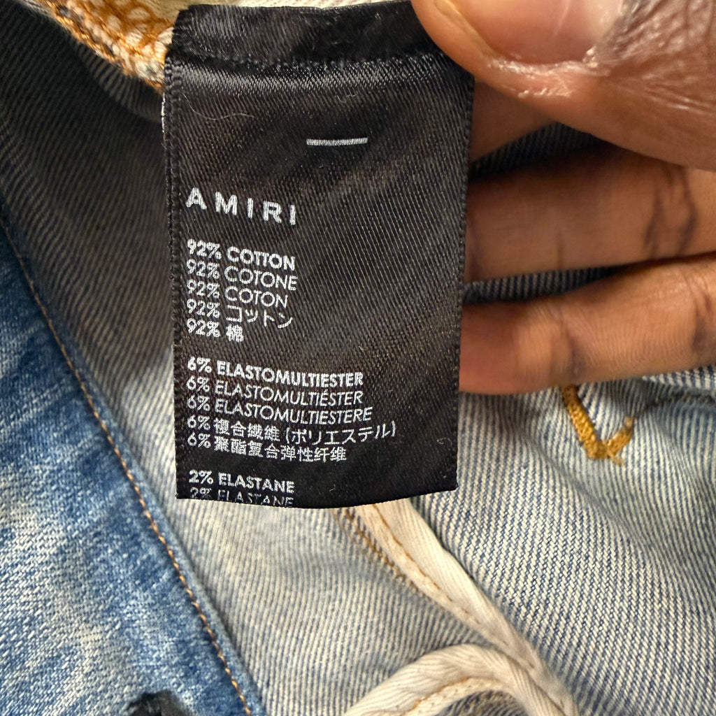 Amiri MX1 Blue Denim Black Paisley Patch Size 28
