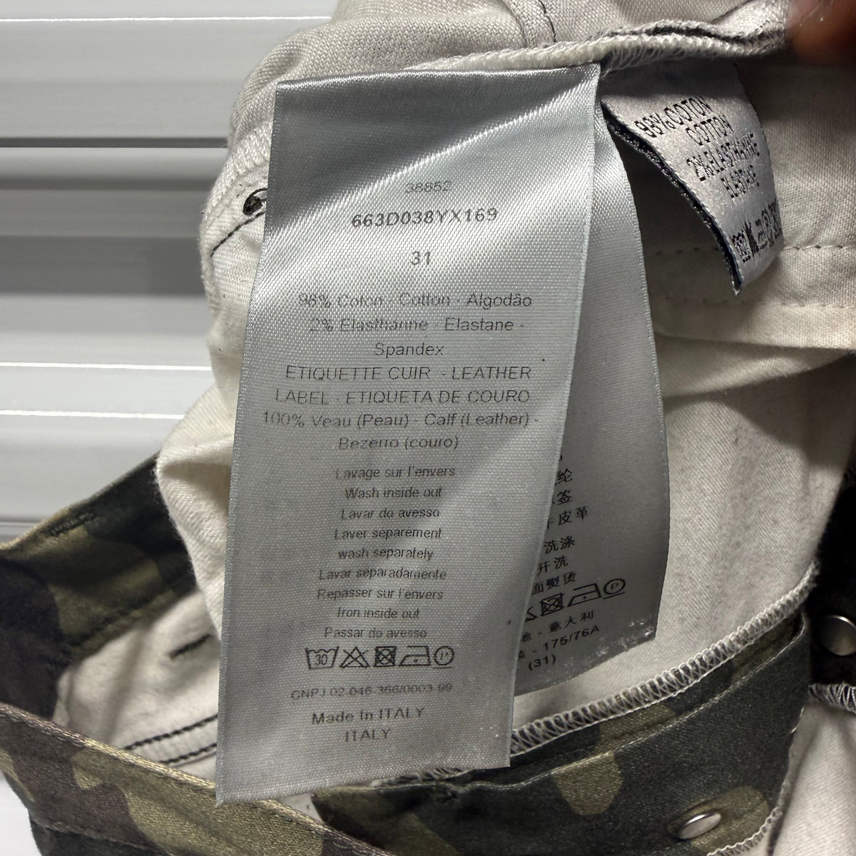 Dior Homme Camo Jeans SS16 Size 31