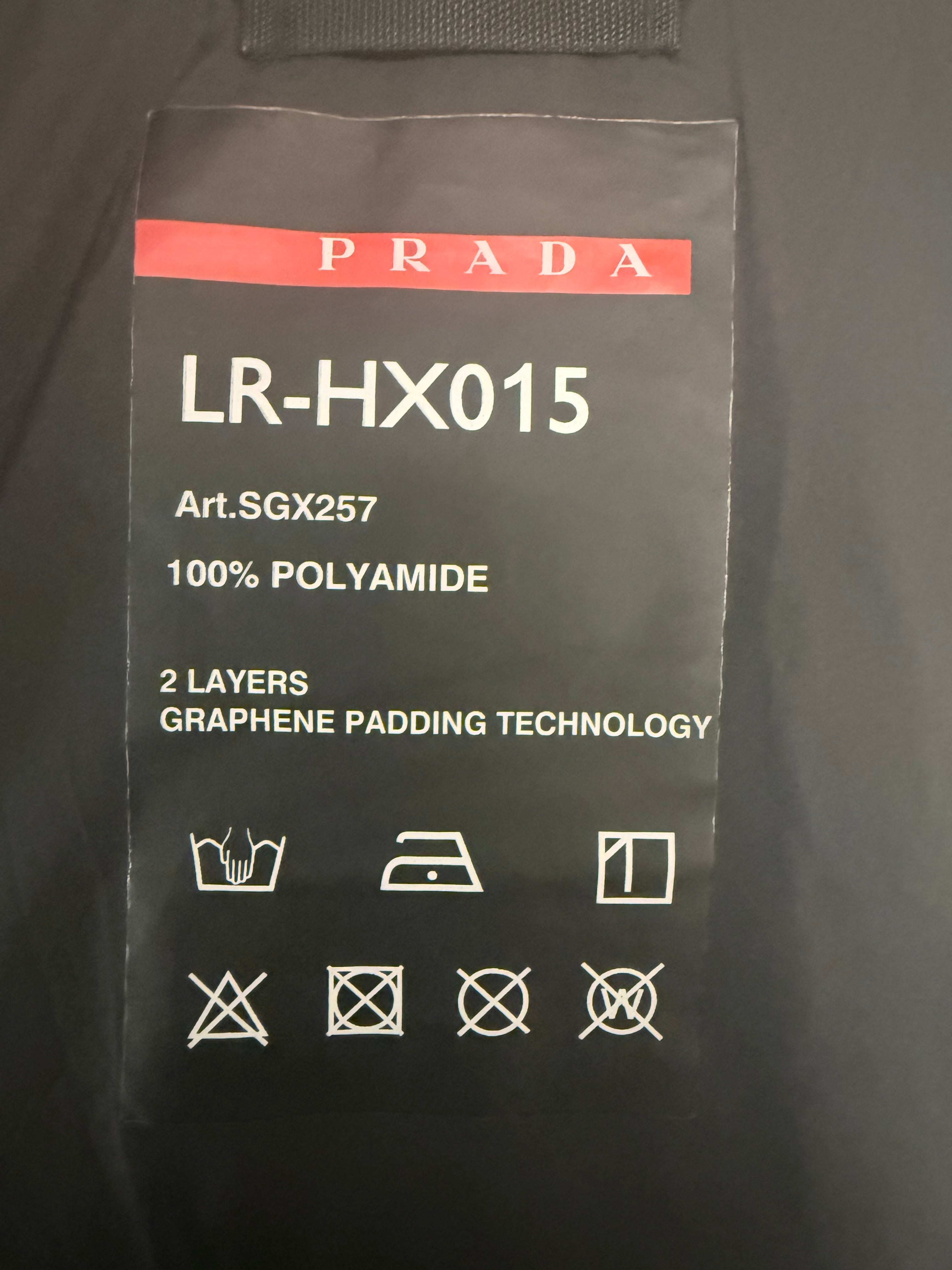 Prada Sport Linea Rossa Logo patch Down jacket Nylon Black Red Sz Large