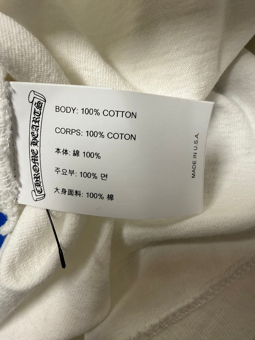 Chrome Hearts White Embroidered Dagger Logo Longsleeve