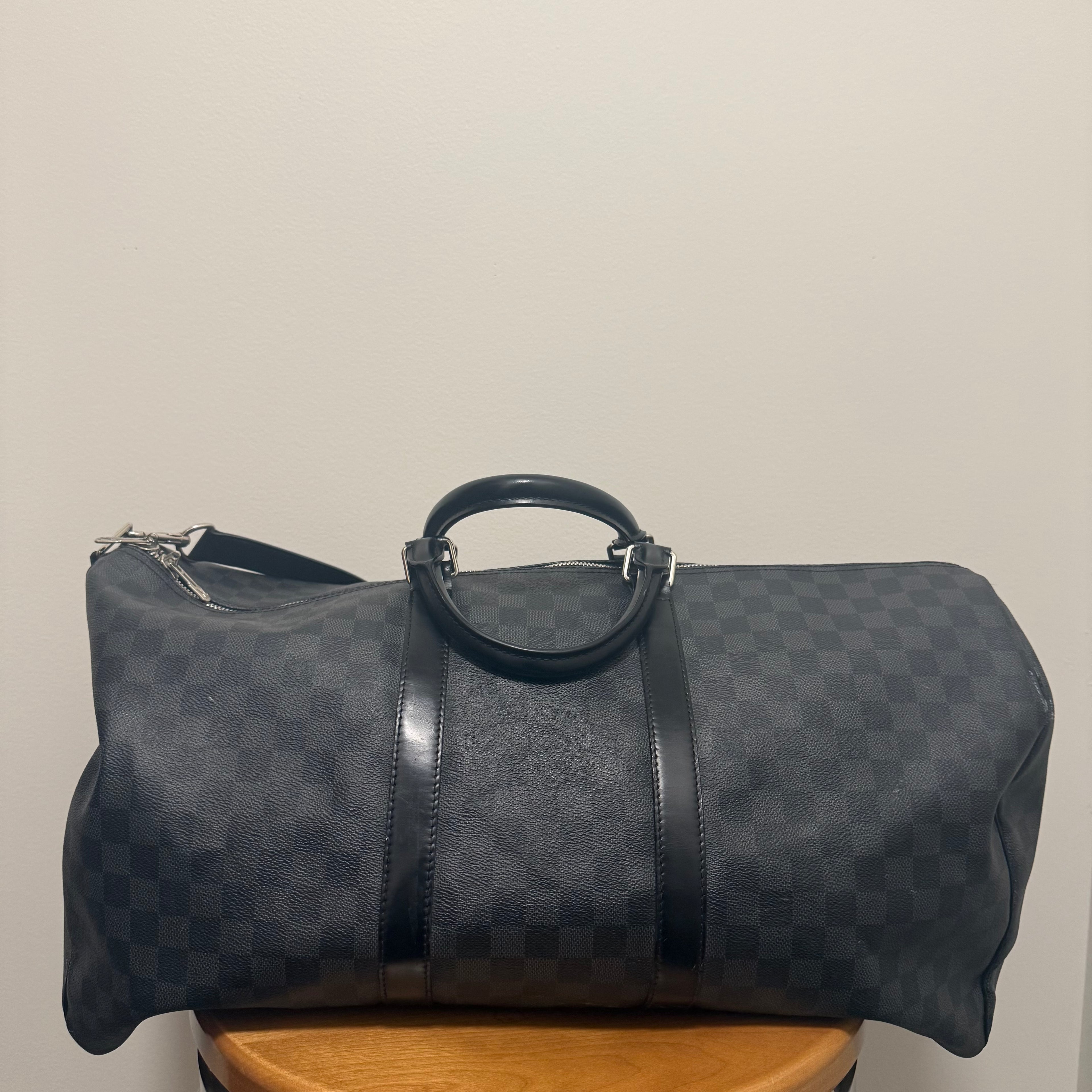 Louis Vuitton Damier Graphite Keepall Bandoulière Leather 45