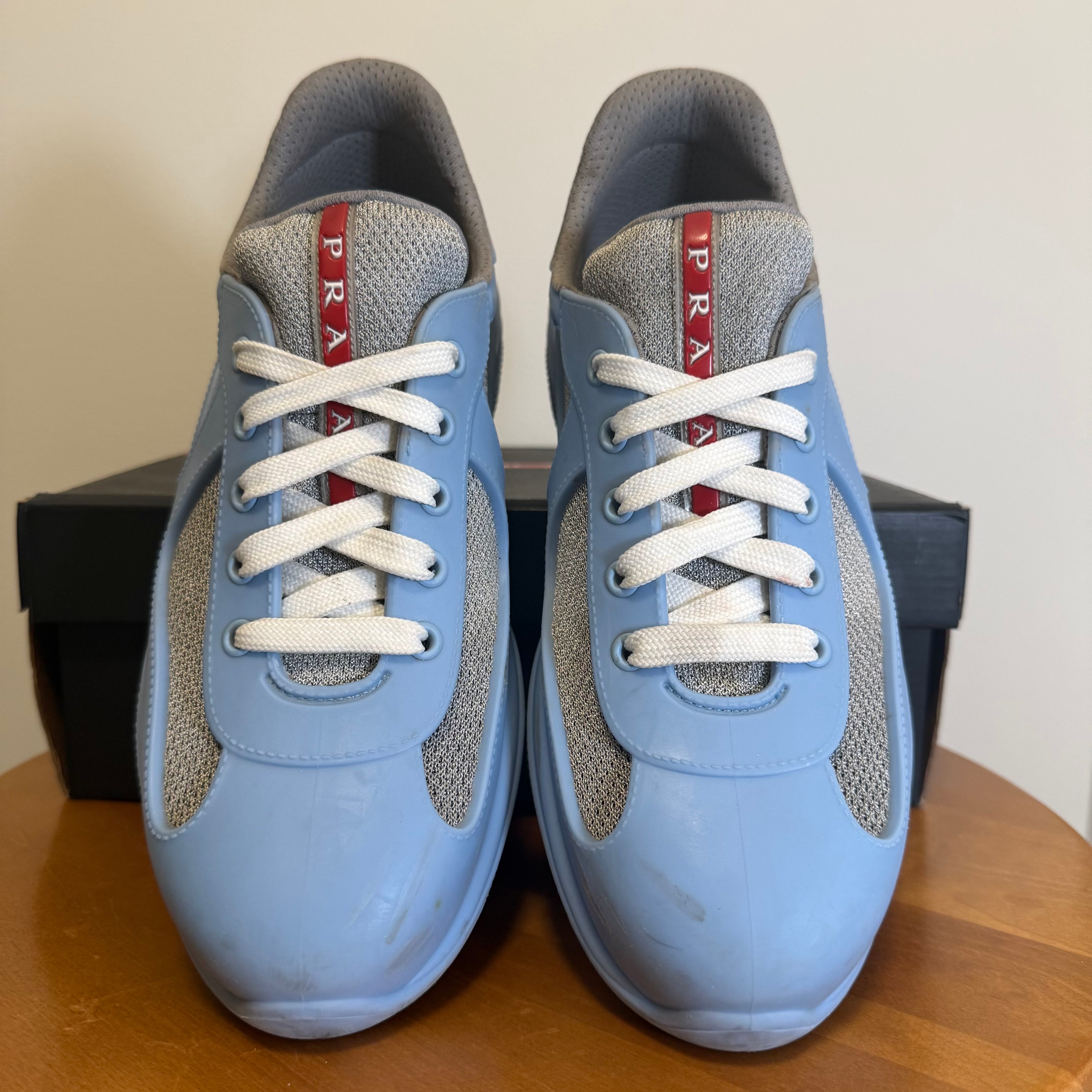 Prada America's Cup Light Blue Soft Rubber Sneaker Sz 8