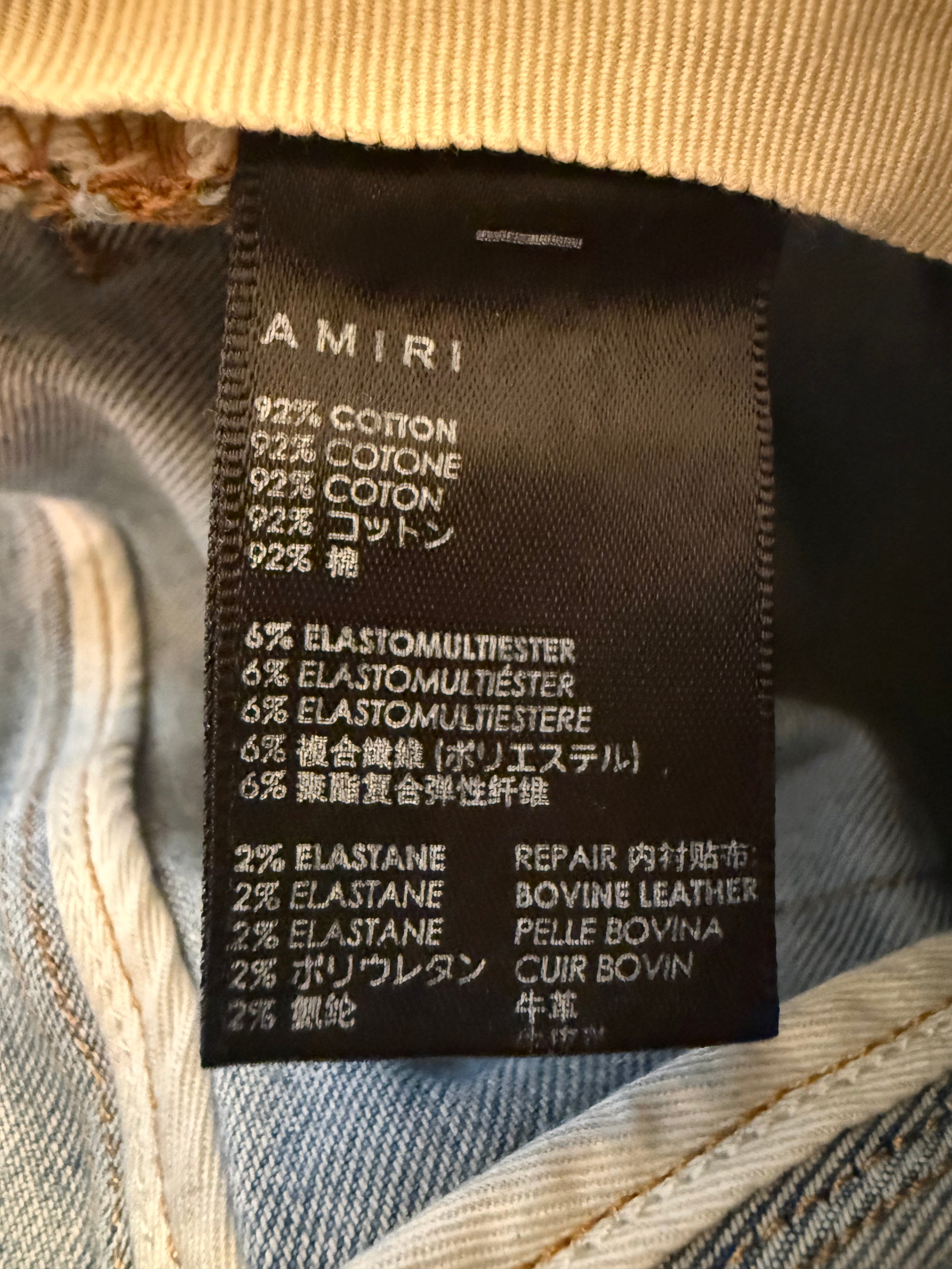Amiri MX1 Cracked Orange Patch Blue Denim Size 33
