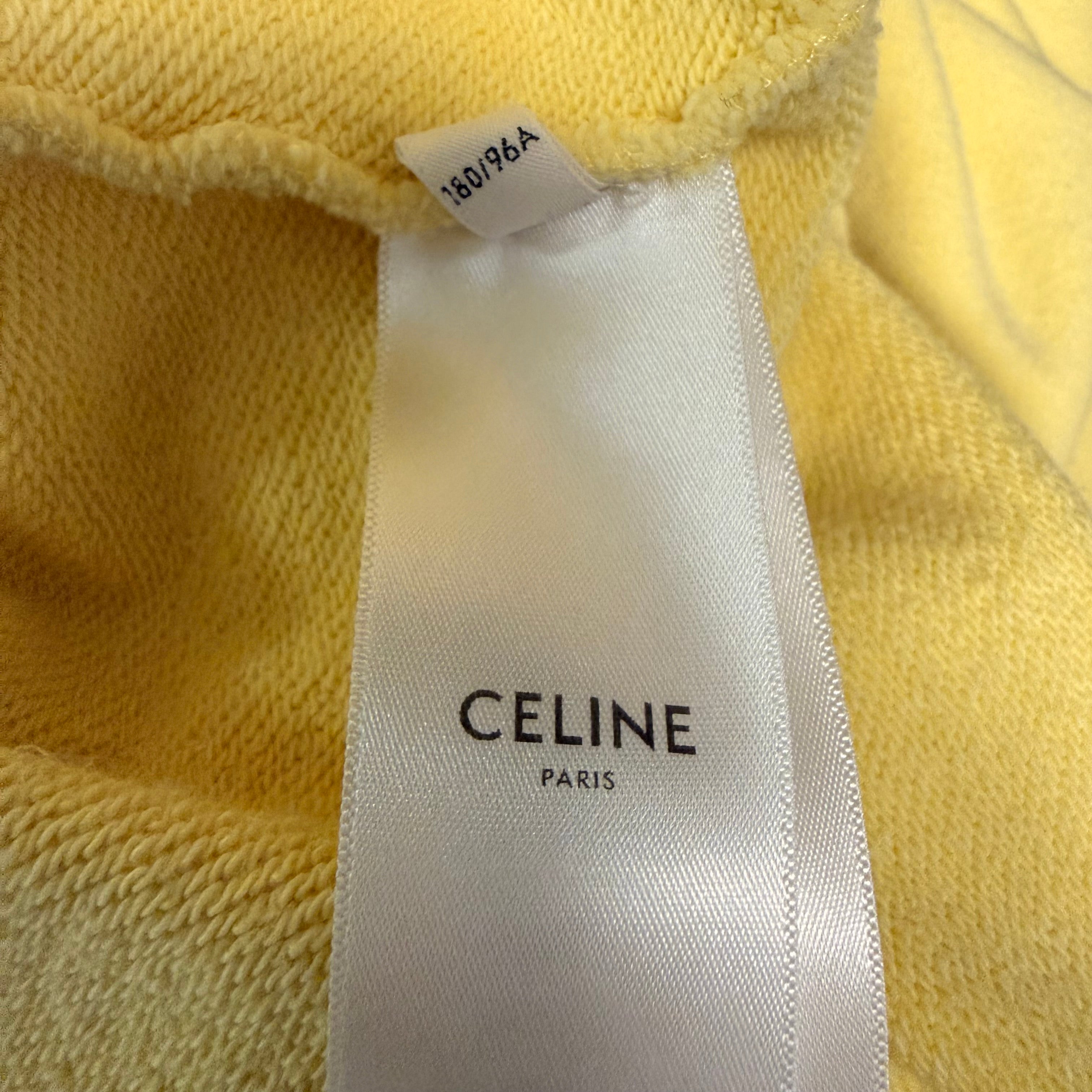 Celine Yellow Cotton Logo Hoodie Sz XL
