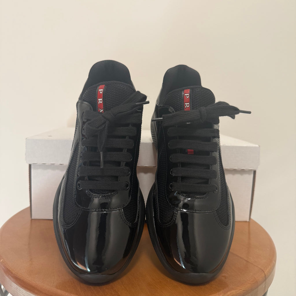 Prada America Cup Black Patent Sneaker Sz 5
