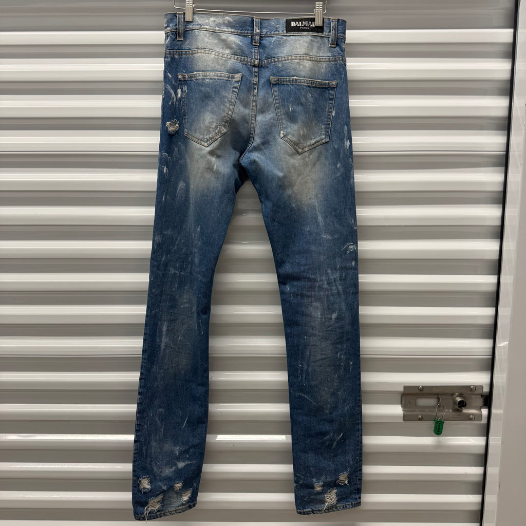 Balmain AW11 Decarnin Paint Splatter Denim Size 31