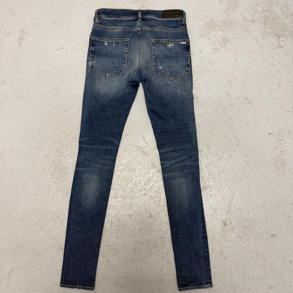 Amiri MX1 Blue Plaid Blue Denim Jeans Size 29