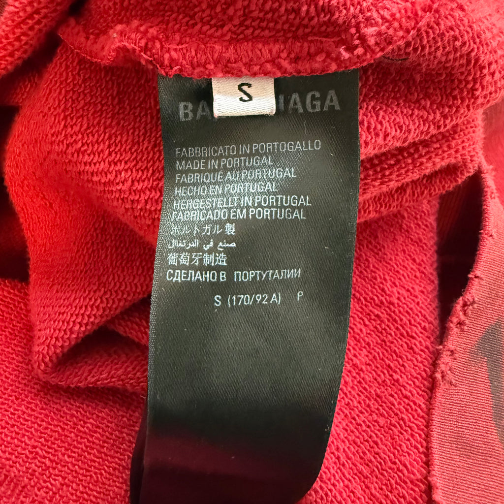 Red Balenciaga Skater Zip Up Hoodie Sz Small