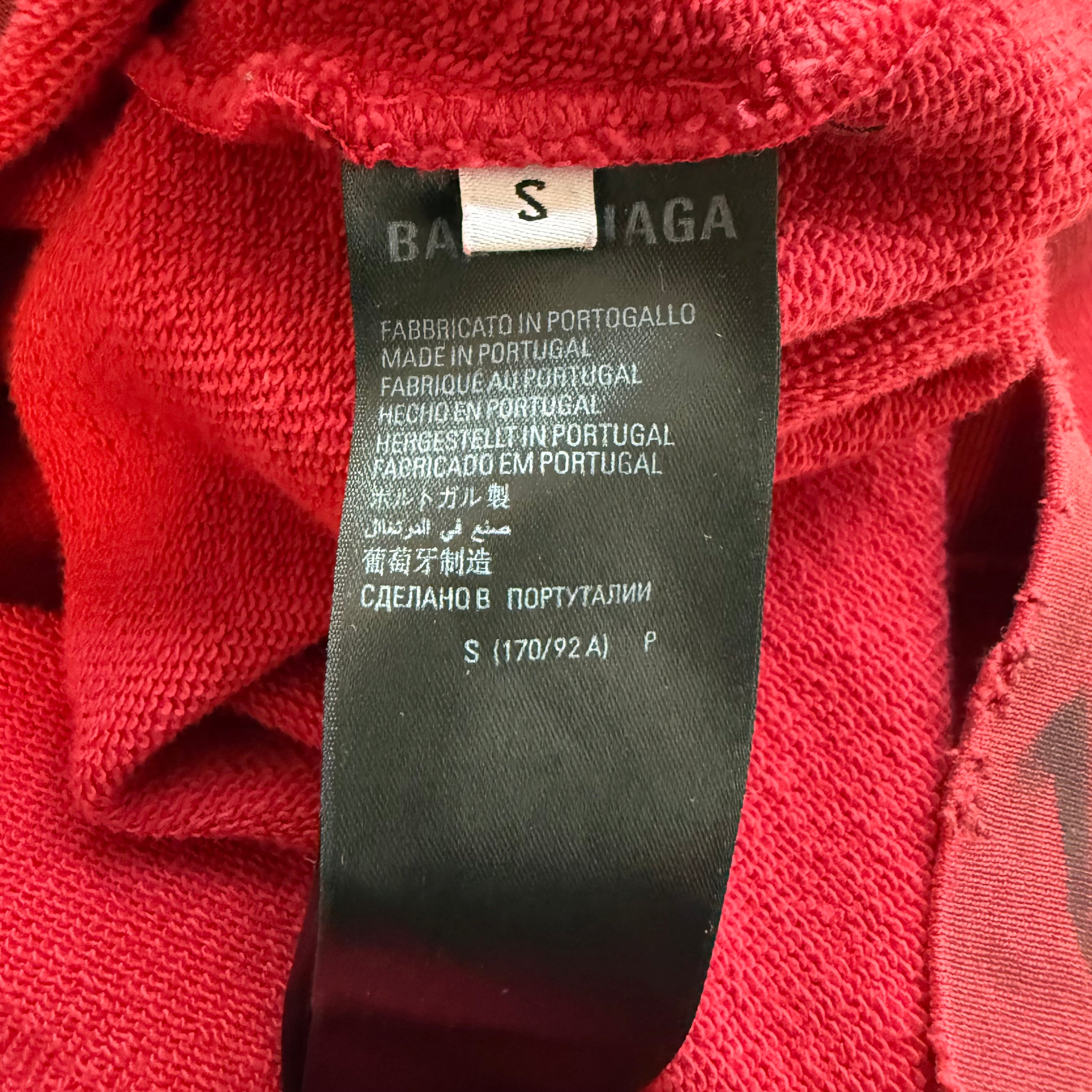 Red Balenciaga Skater Zip Up Hoodie Sz Small