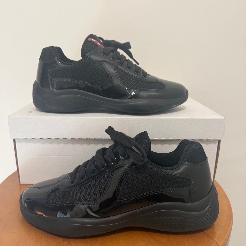 Prada America Cup Black Patent Sneaker Sz 5