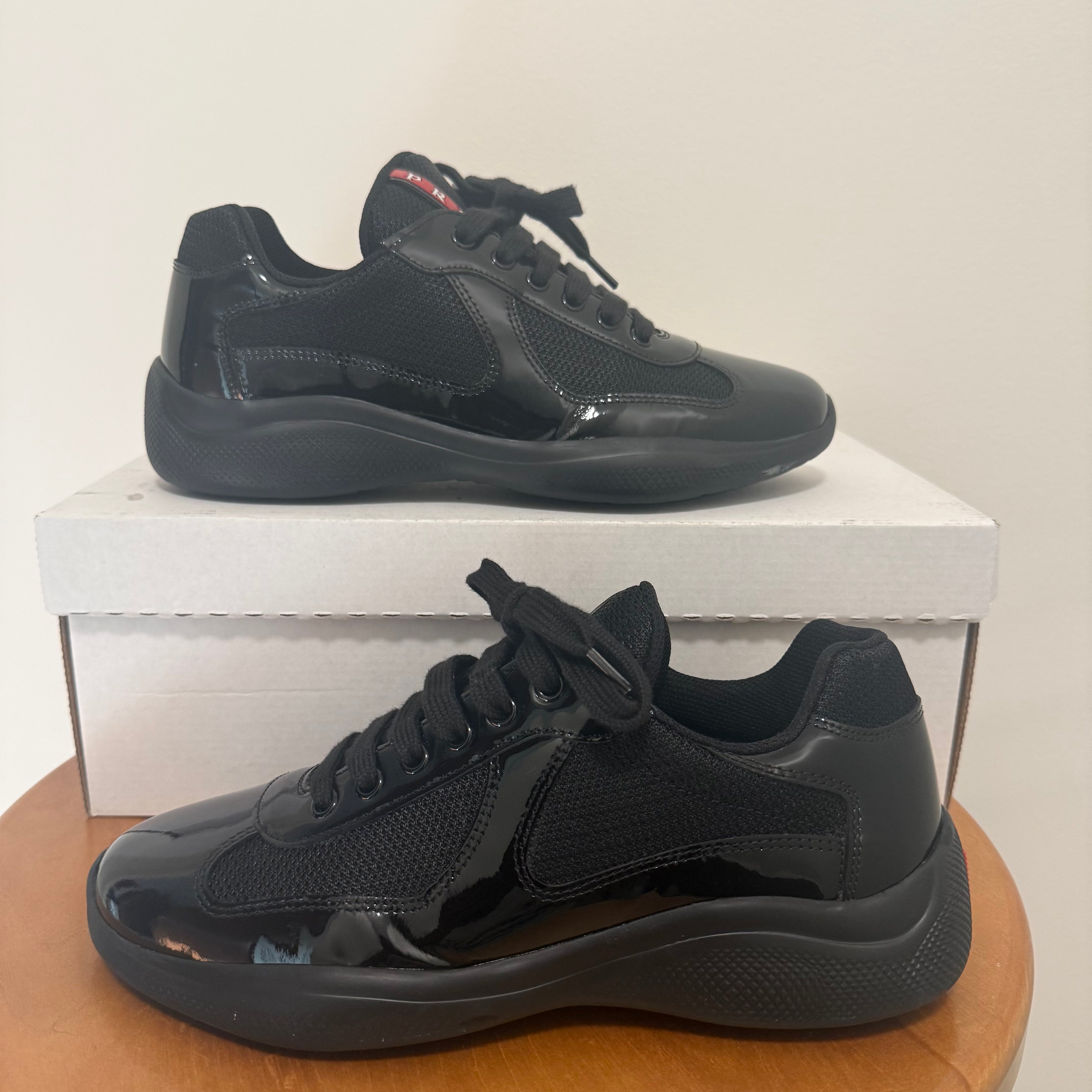 Prada America Cup Black Patent Sneaker Sz 5
