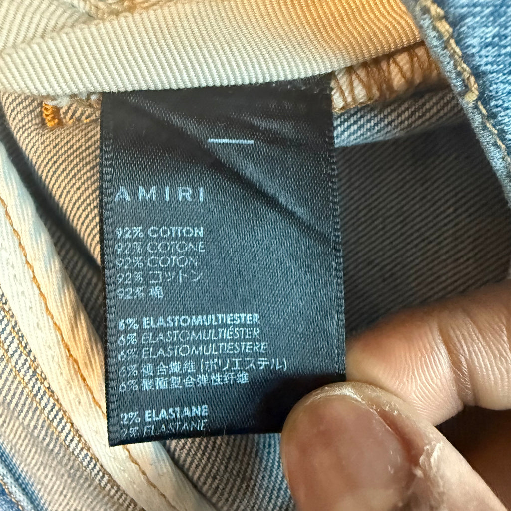 Amiri MX1 Brown Suede Patch Blue Jeans Sz 36