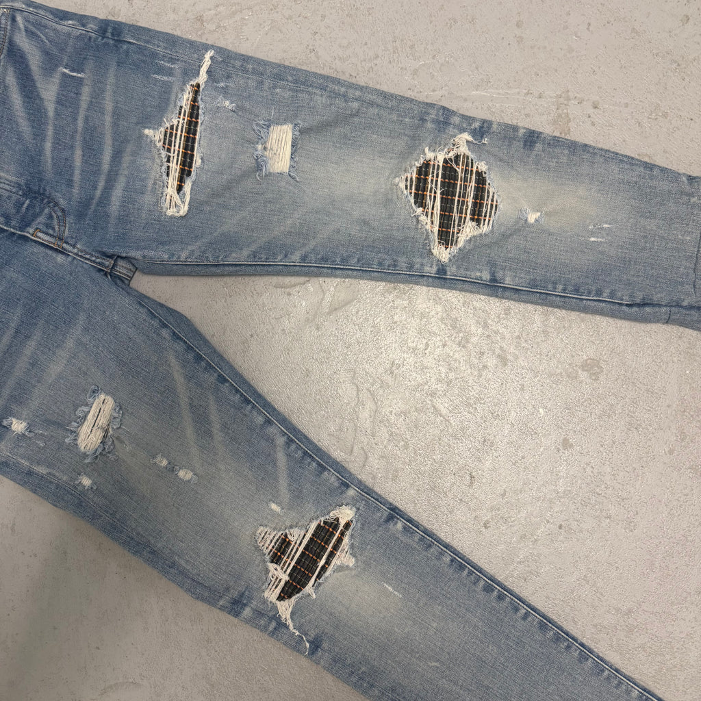 Amiri MX1 Green Plaid Clay Indigo Denim Sz 31