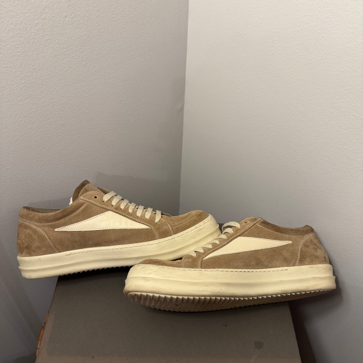 Rick Owens Suede Vintage Flesh/Milk Sneaker Size 10 (43)