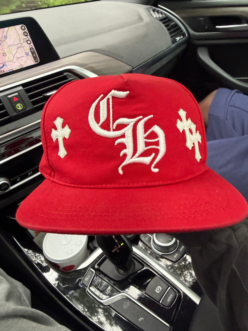 Chrome Hearts Red Leather Cross Hat