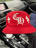 Chrome Hearts Red Leather Cross Hat